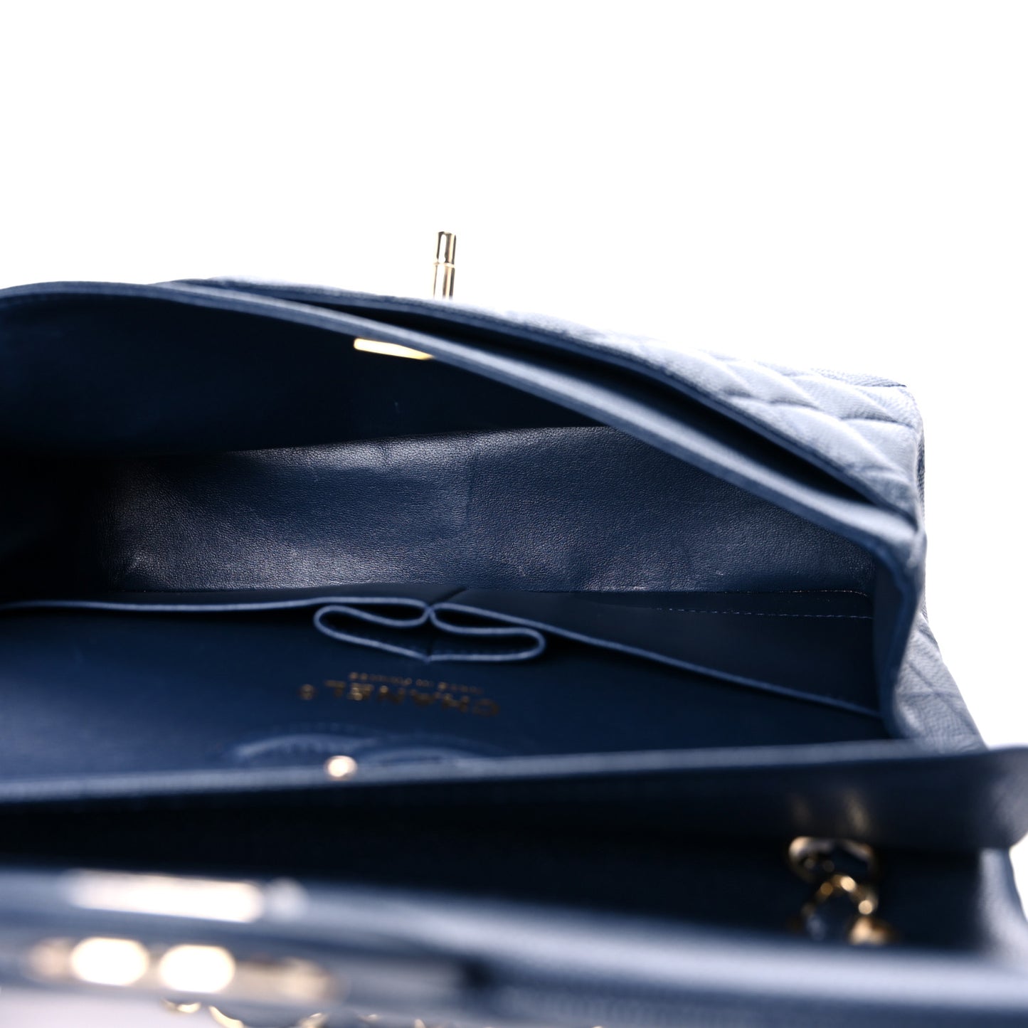 Caviar Quilted Small Double Flap Navy