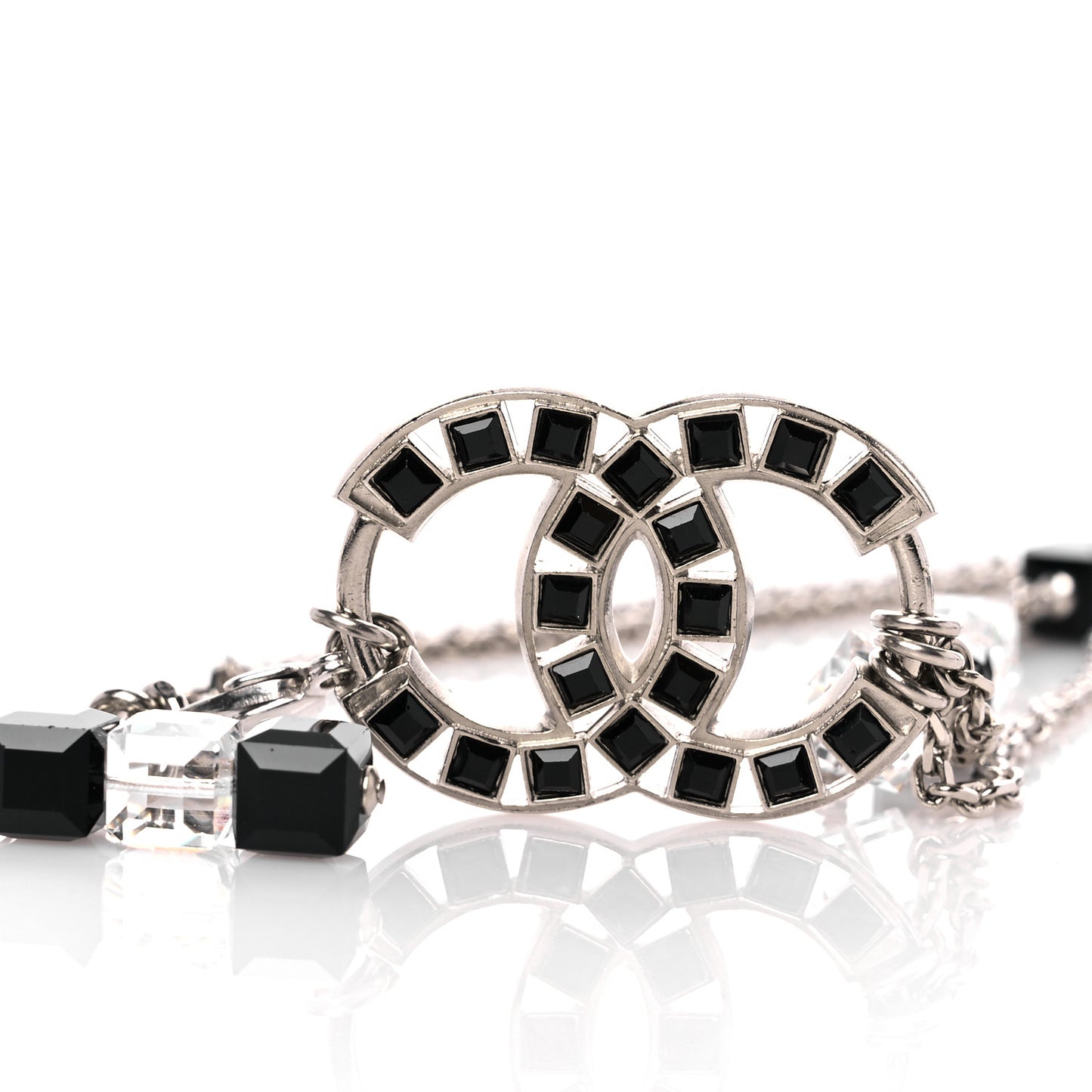 Baguette Crystal CC Belt Silver Black