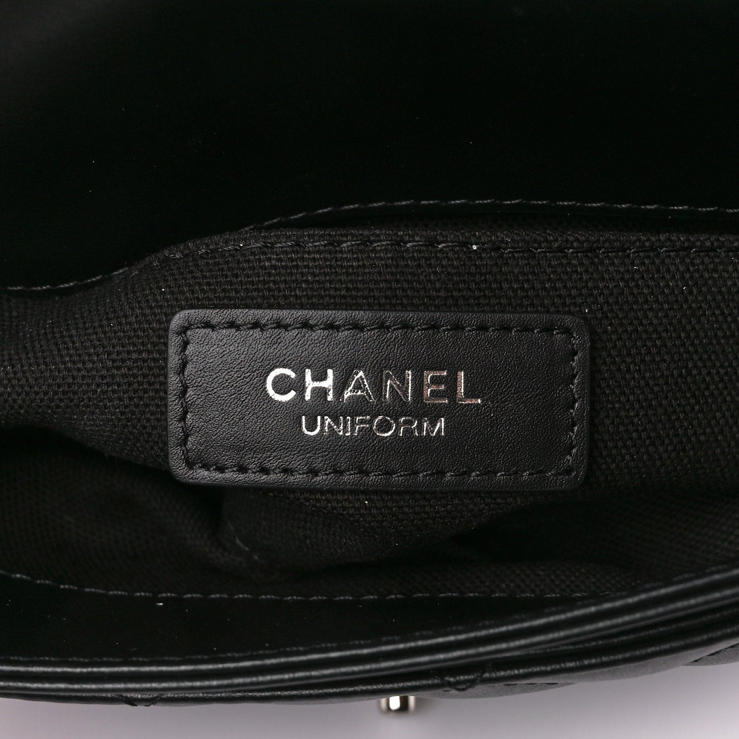Calfskin Quilted CC Uniform Flap Belt Bag Black