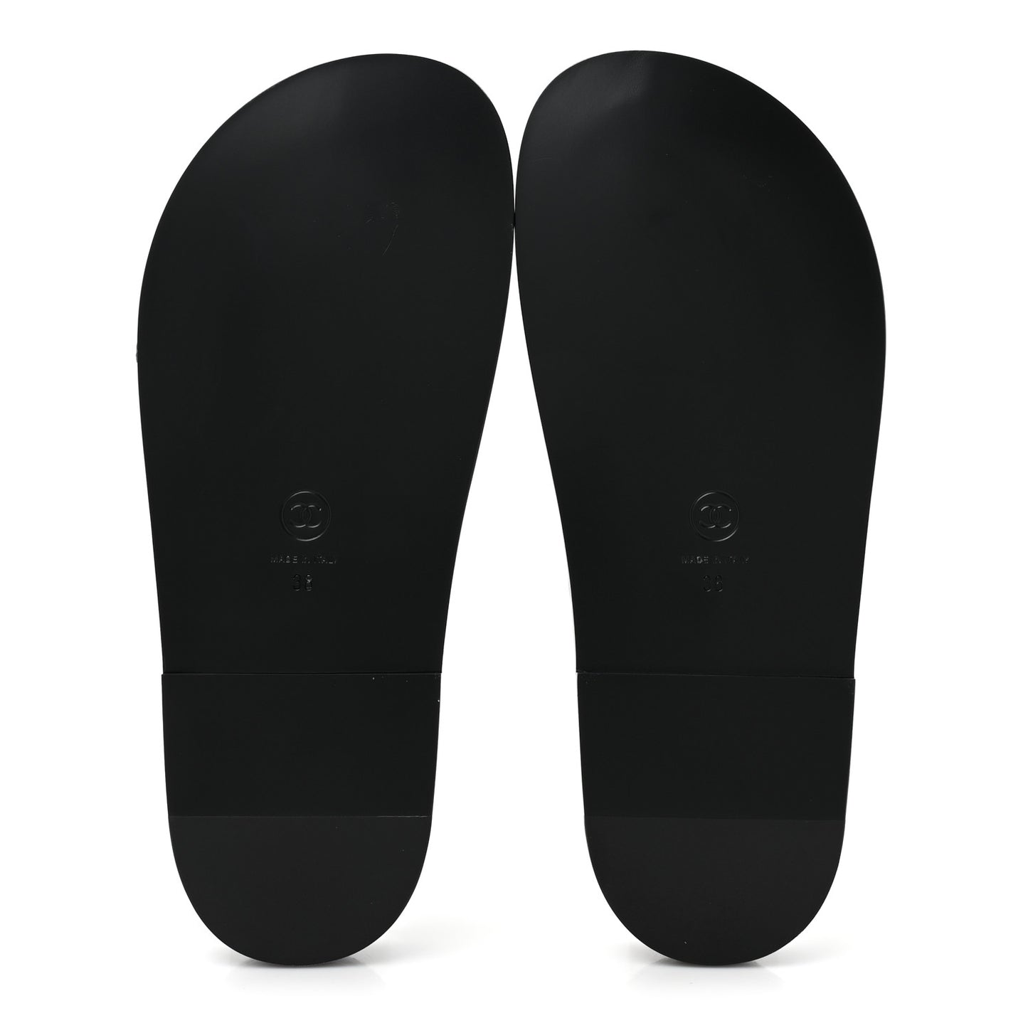 Lambskin Quilted Velcro Dad Chain CC Slide Sandals 38 Black