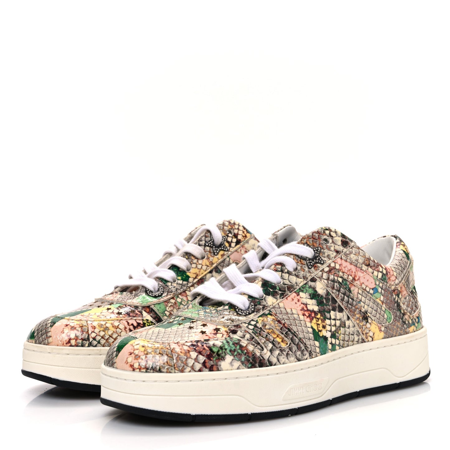 Calfskin Snakeskin Embossed Flatform Sneakers 36 Multicolor