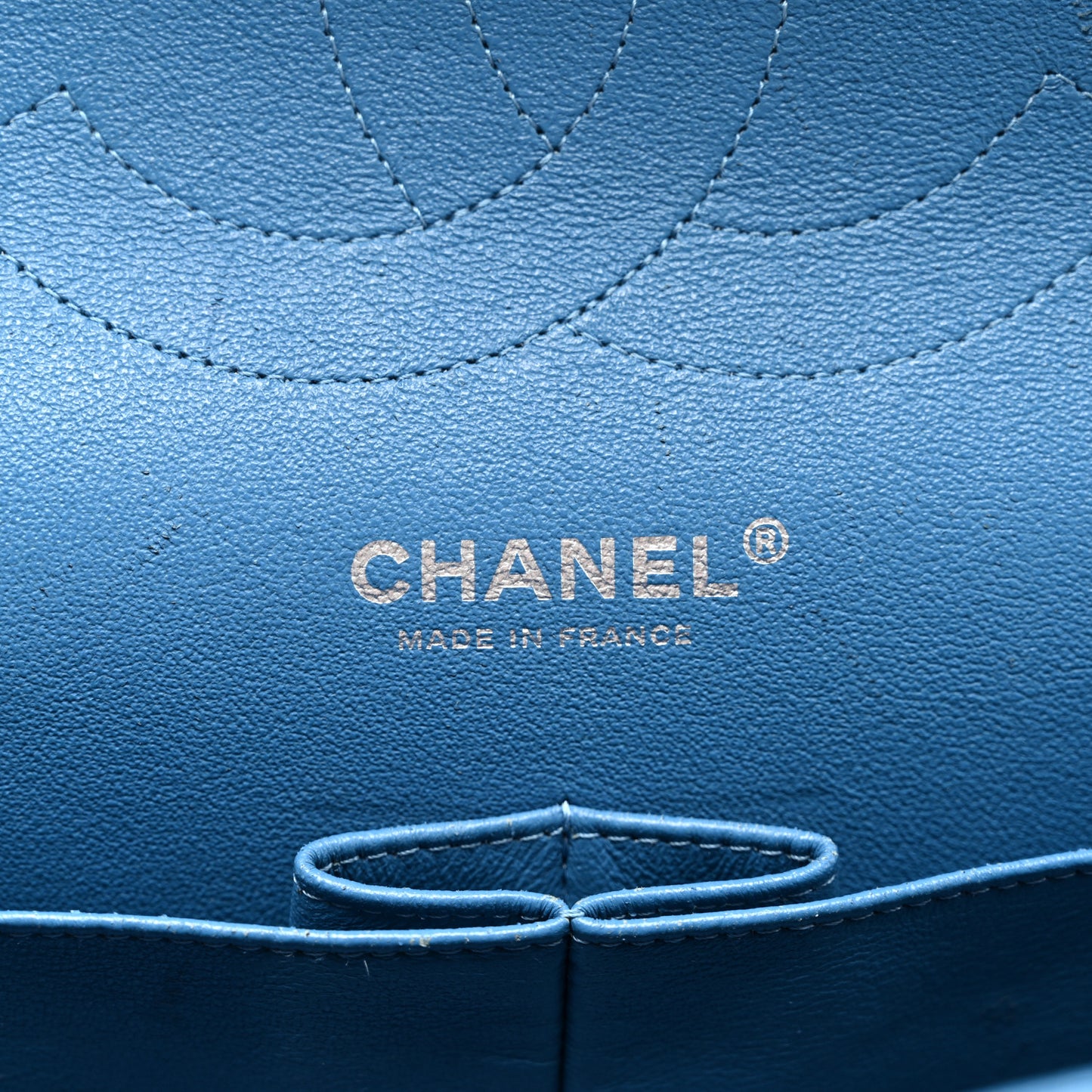 Iridescent Caviar Quilted Jumbo Double Flap Blue