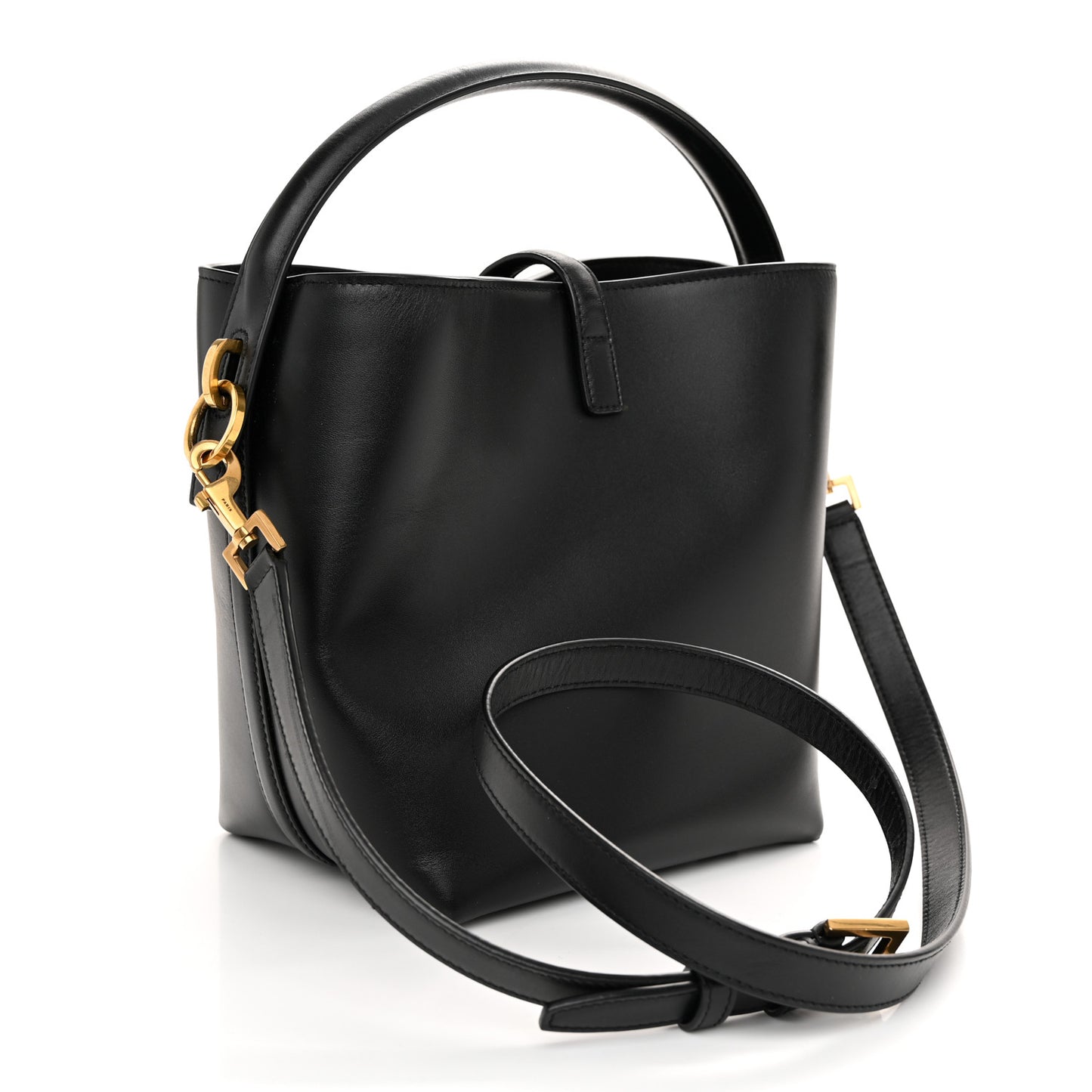 Shiny Calfskin Le 37 Mini Bucket Bag Black