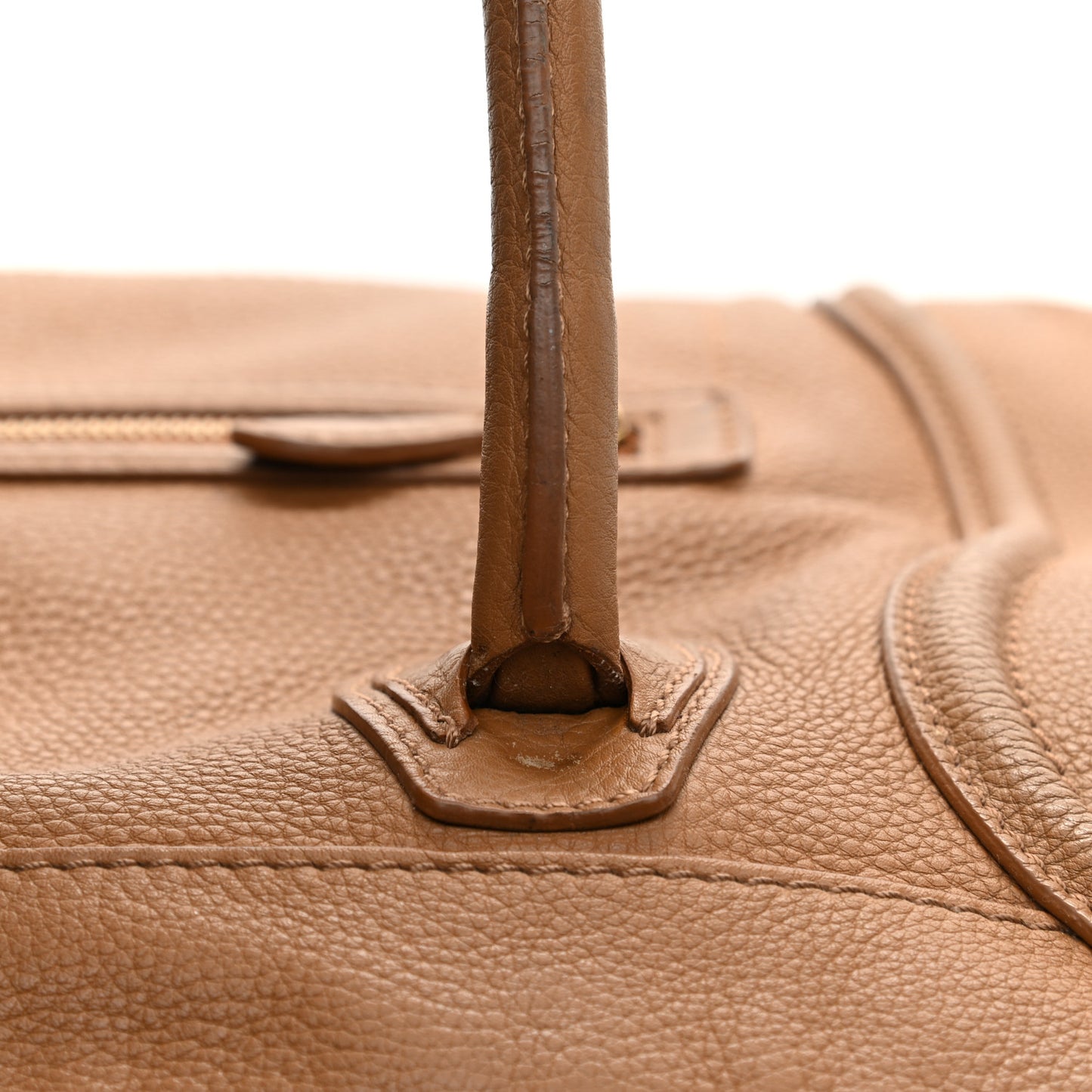 Drummed Calfskin Mini Luggage Camel