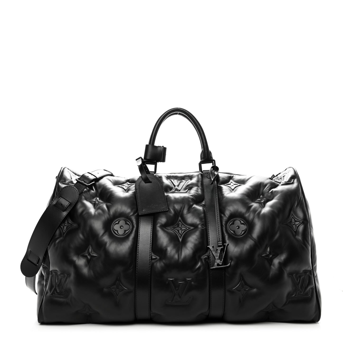 Lambskin Monogram Keepall Puffer XL Bandouliere 75 Black