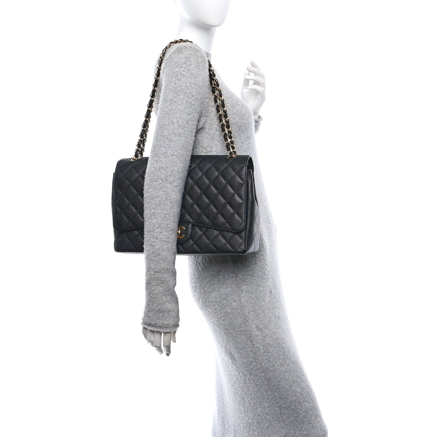 Caviar Quilted Maxi Double Flap Black