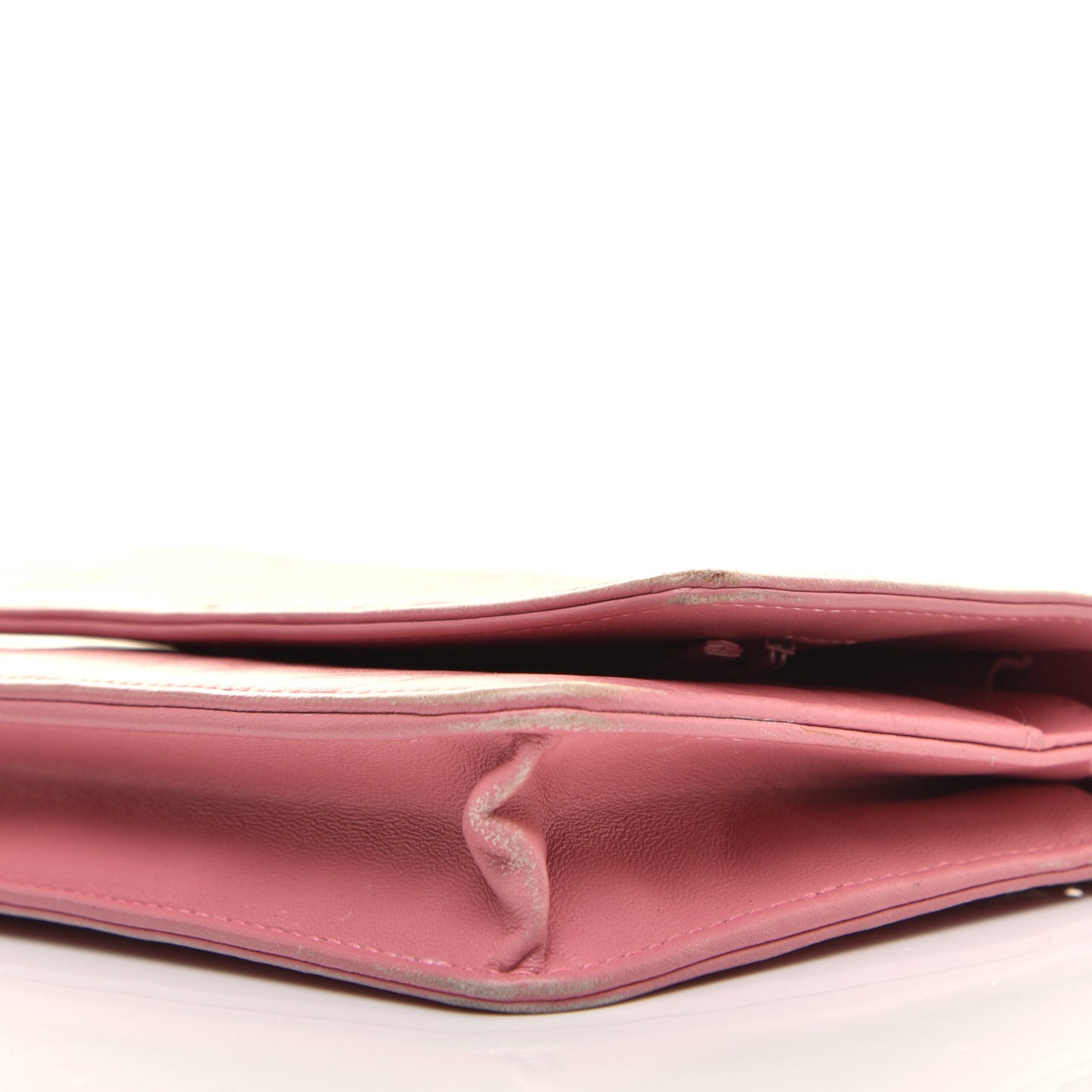 Lambskin Camellia Embossed Wallet On Chain WOC Pink