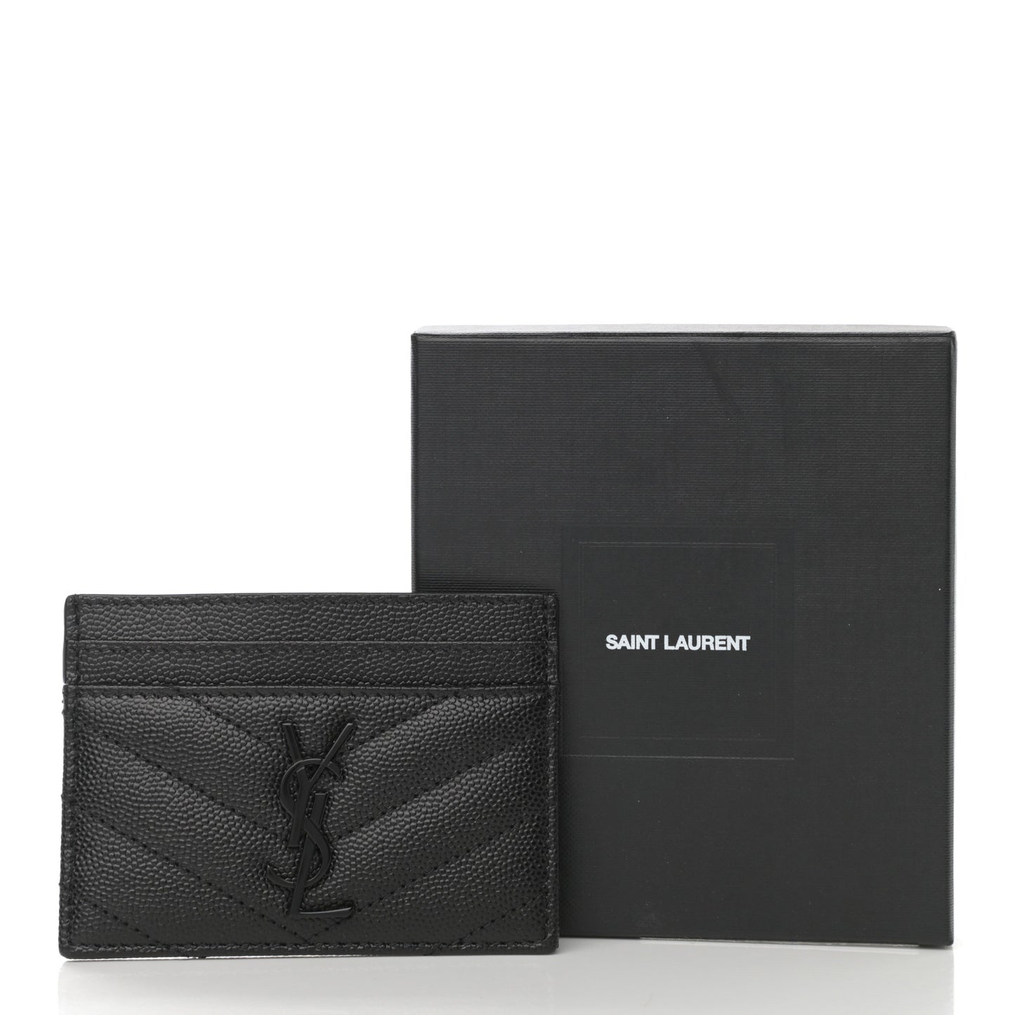 Grain De Poudre Matelasse Chevron Monogram Credit Card Case Black
