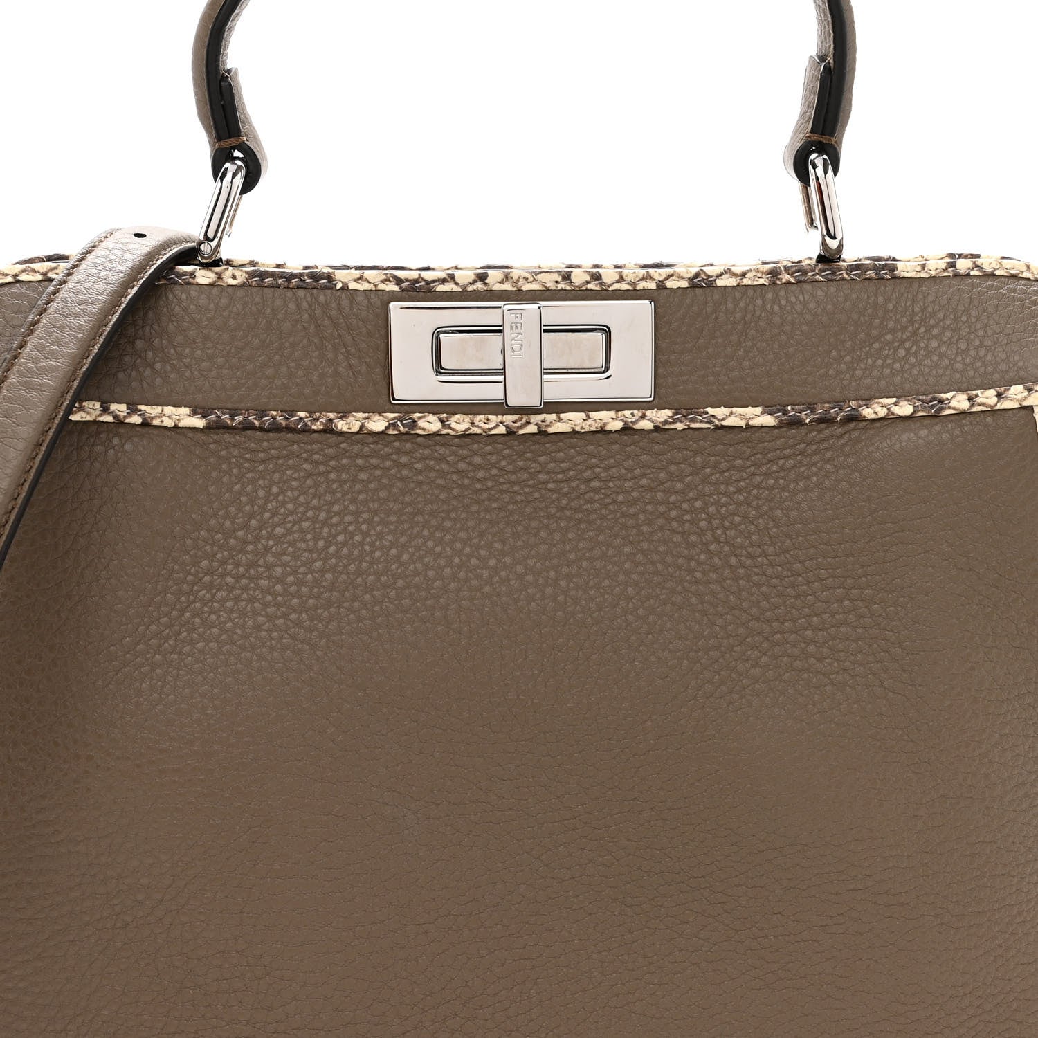 Fendi Cuoio Romano Elaphe Chamois Python Print Medium Peekaboo I SEE U Satchel Tartufo 7 of 10