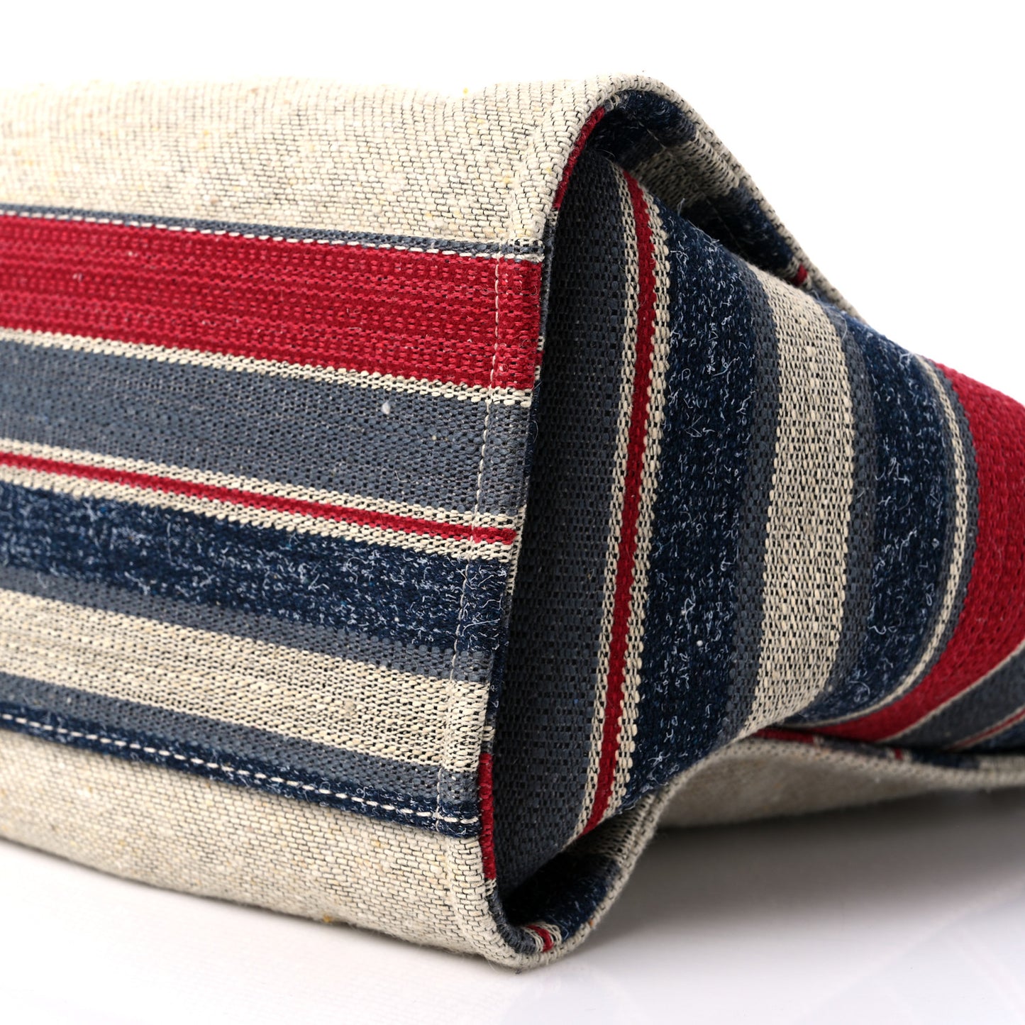 Striped Canvas Medium Deauville Tote Beige