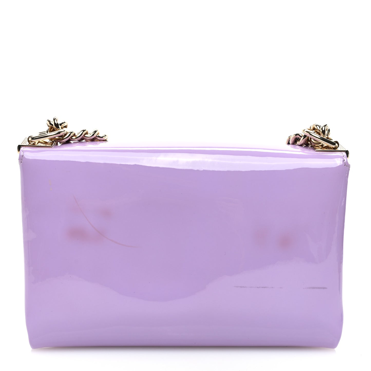 Patent Palazzo Medusa Chain Shoulder Bag Purple