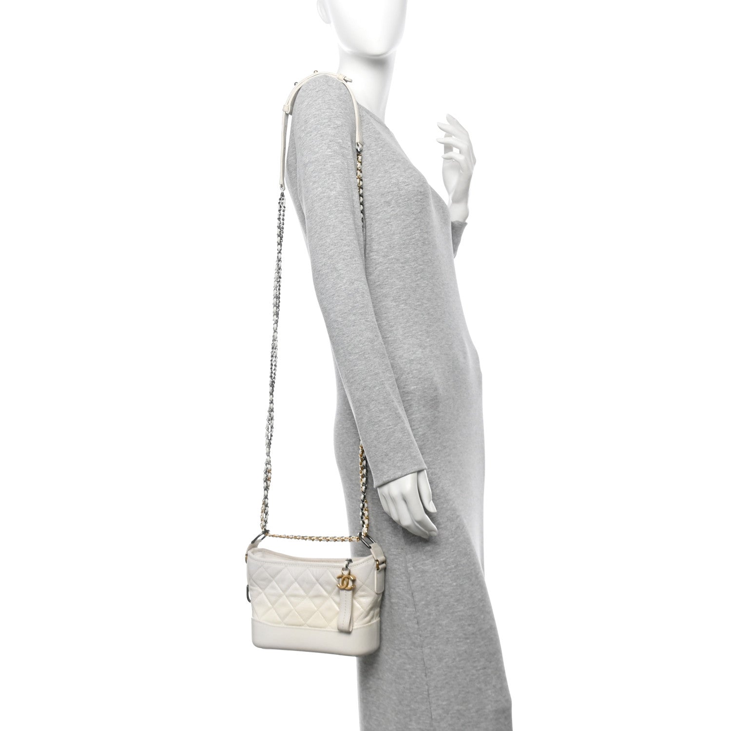 Chanel Aged Calfskin Quilted Small Gabrielle Hobo White 2 of 10