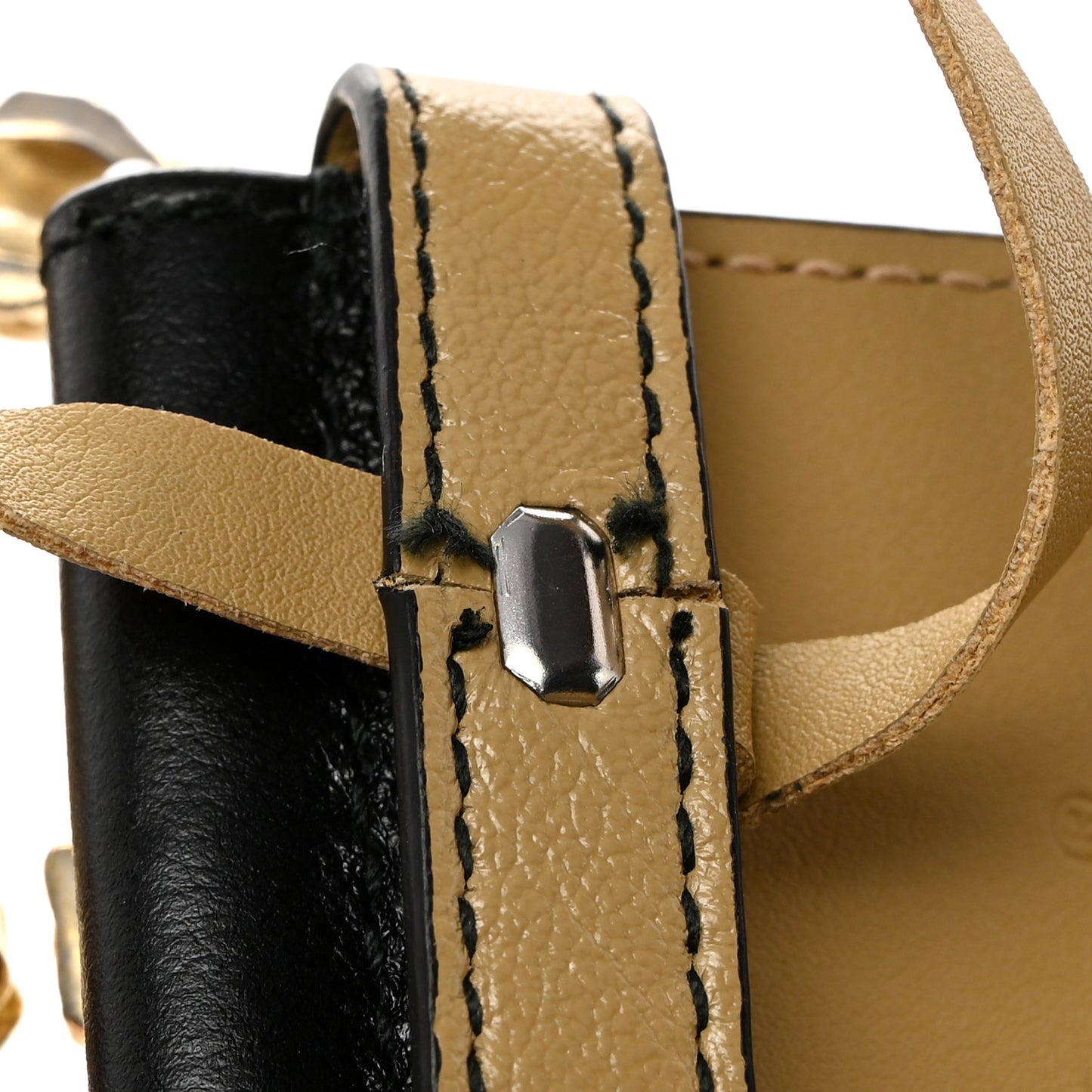 Calfskin Striped Textured Double G 50mm Belt 80 32 Black Beige