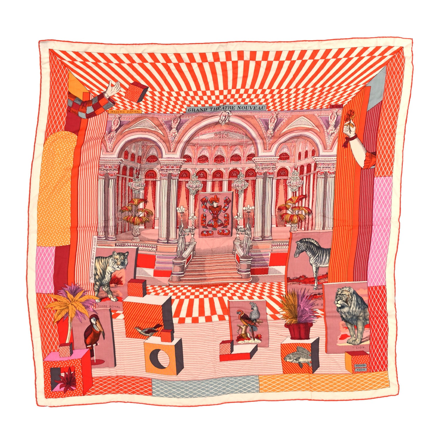 Hermes Cashmere Silk Grand Theatre Nouveau Shawl 140 Vieux Rose