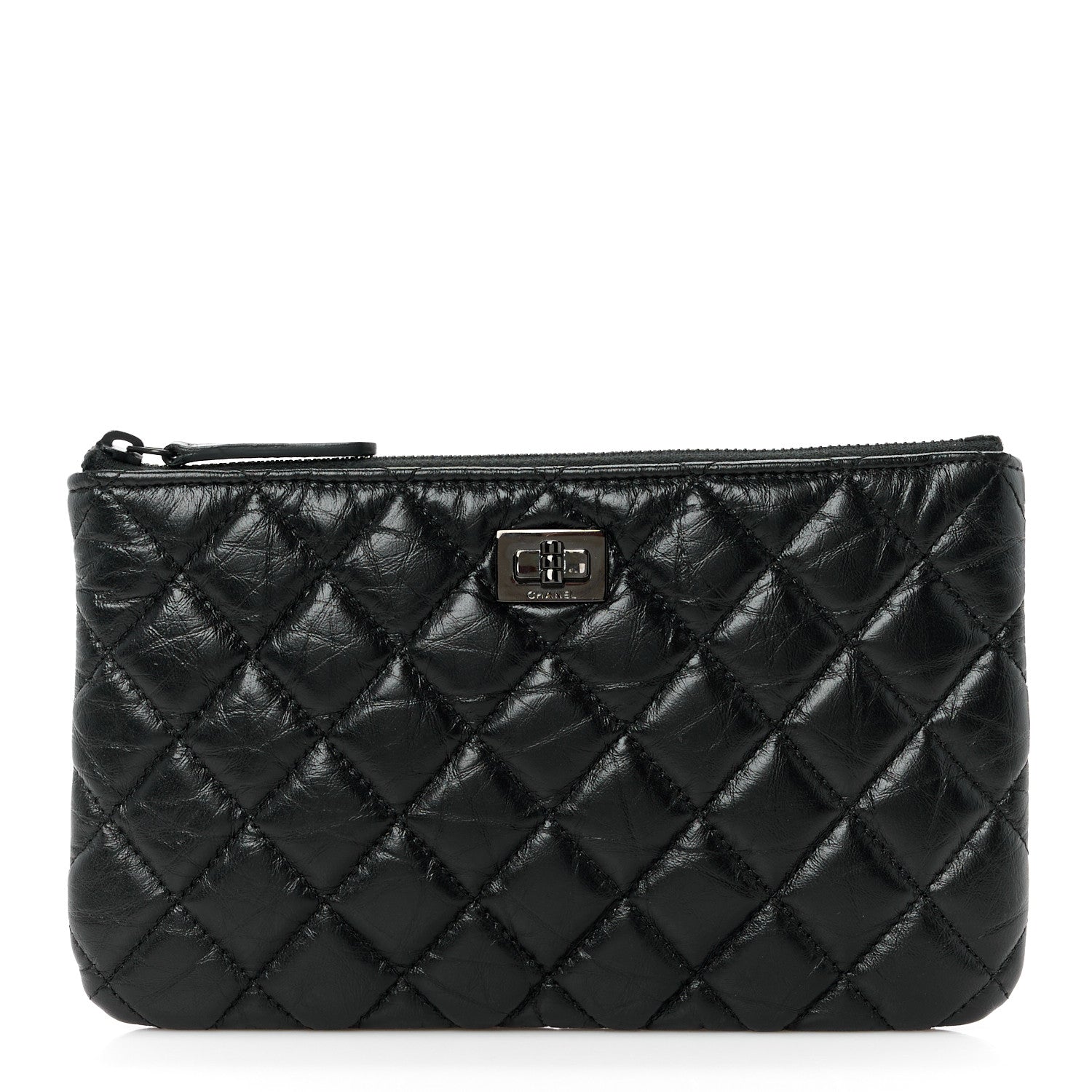 Chanel Aged Calfskin Quilted Medium Reissue Cosmetic Case So Black 1 of 10