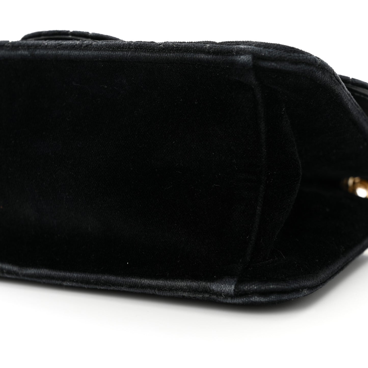 Velvet Quilted Gancini Flap Bag Black