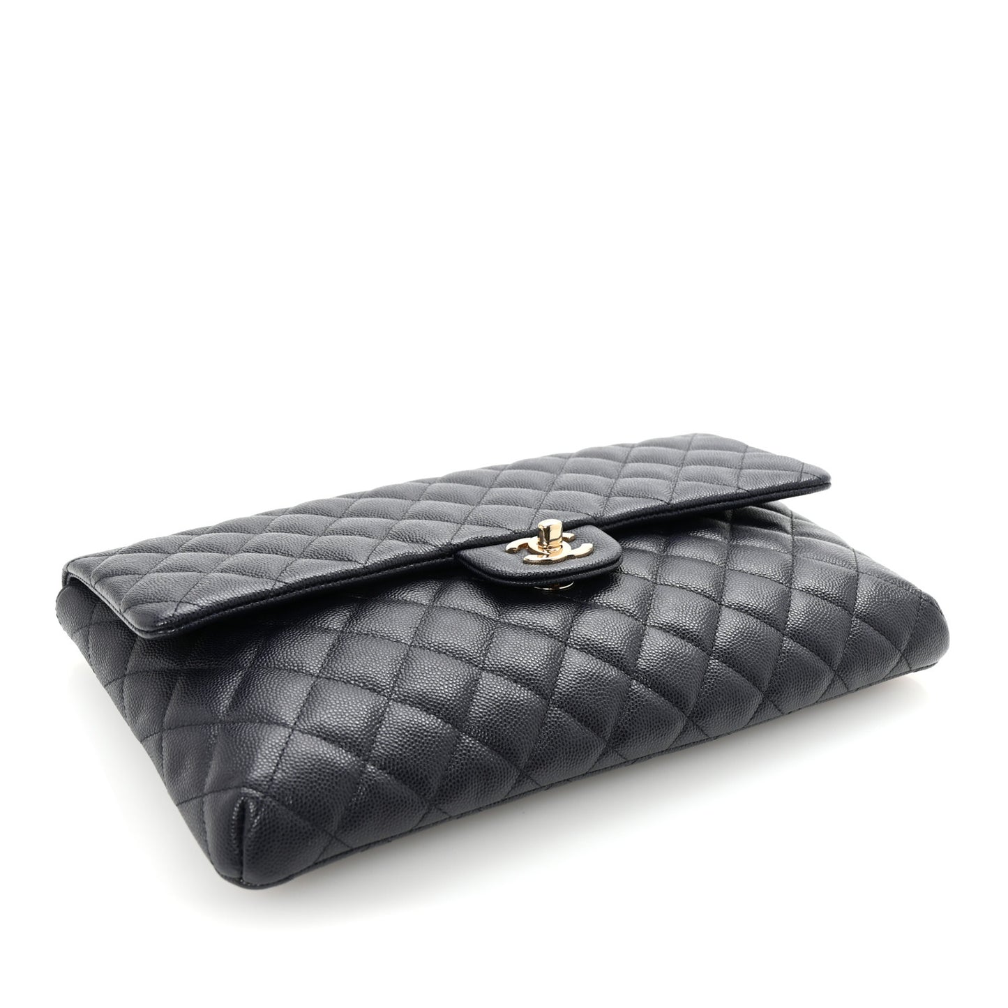 Caviar Quilted Flap Clutch Navy