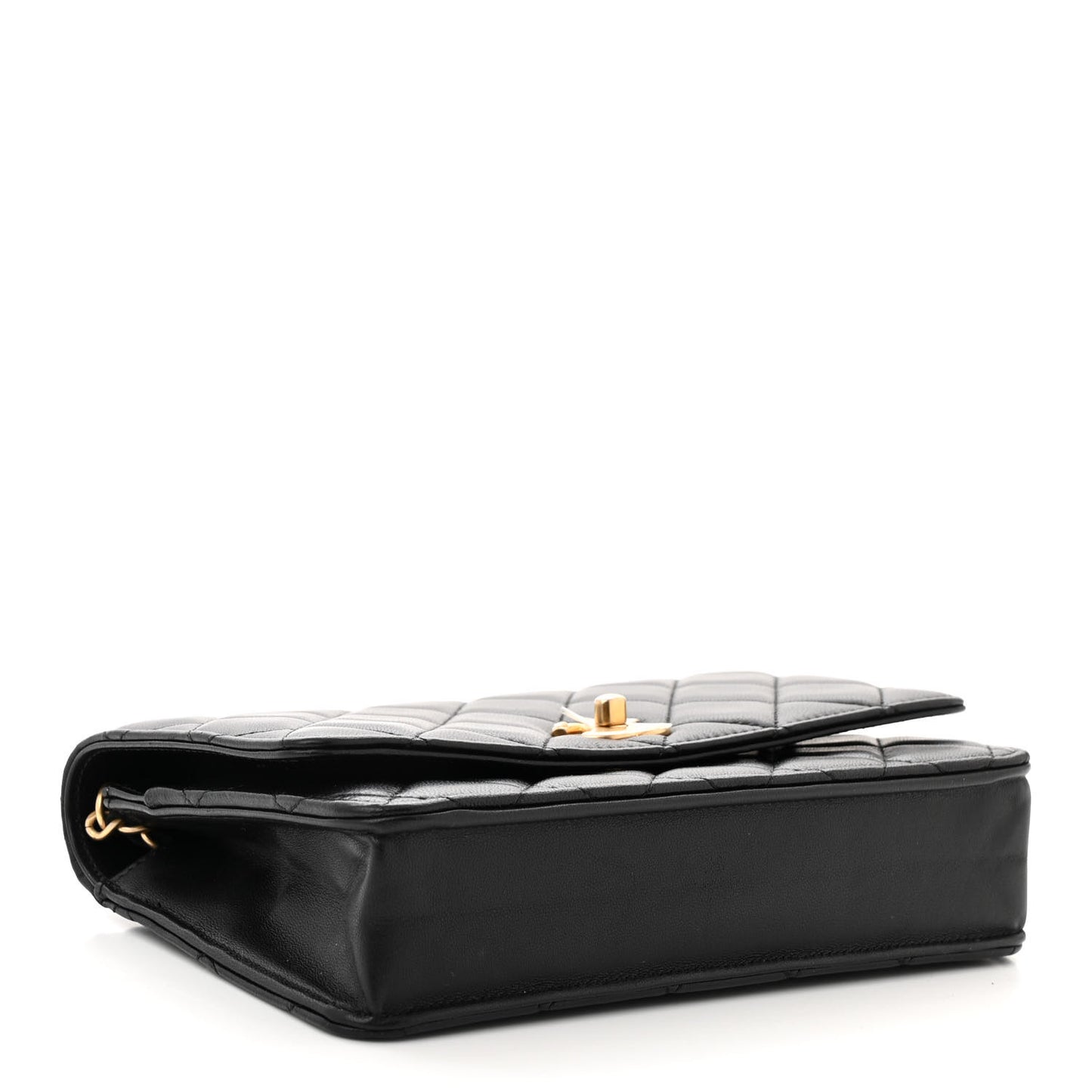 Lambskin Quilted CC Pearl Crush Wallet on Chain WOC Black