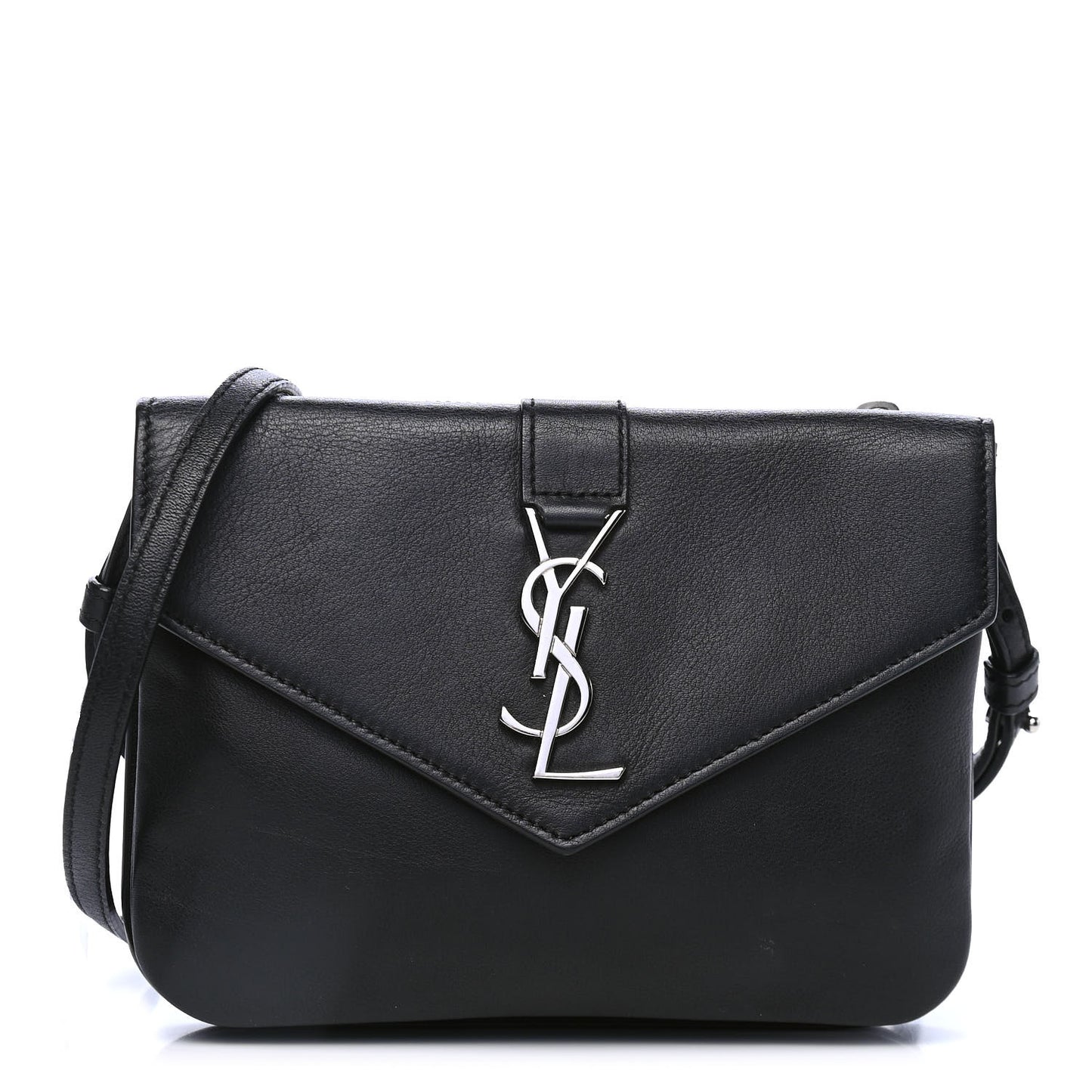 Calfskin Monogram Tri Pocket Crossbody Bag Black