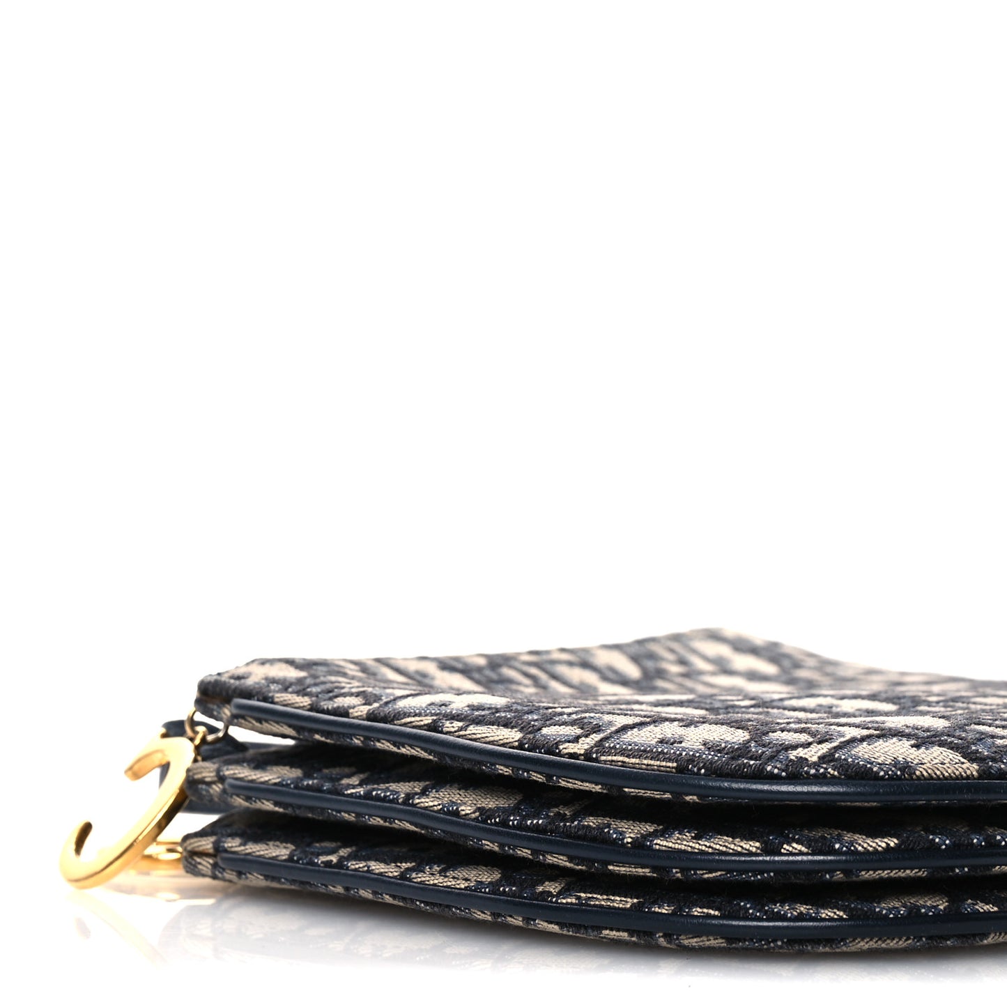 Oblique Saddle Pouch With Strap Navy Blue