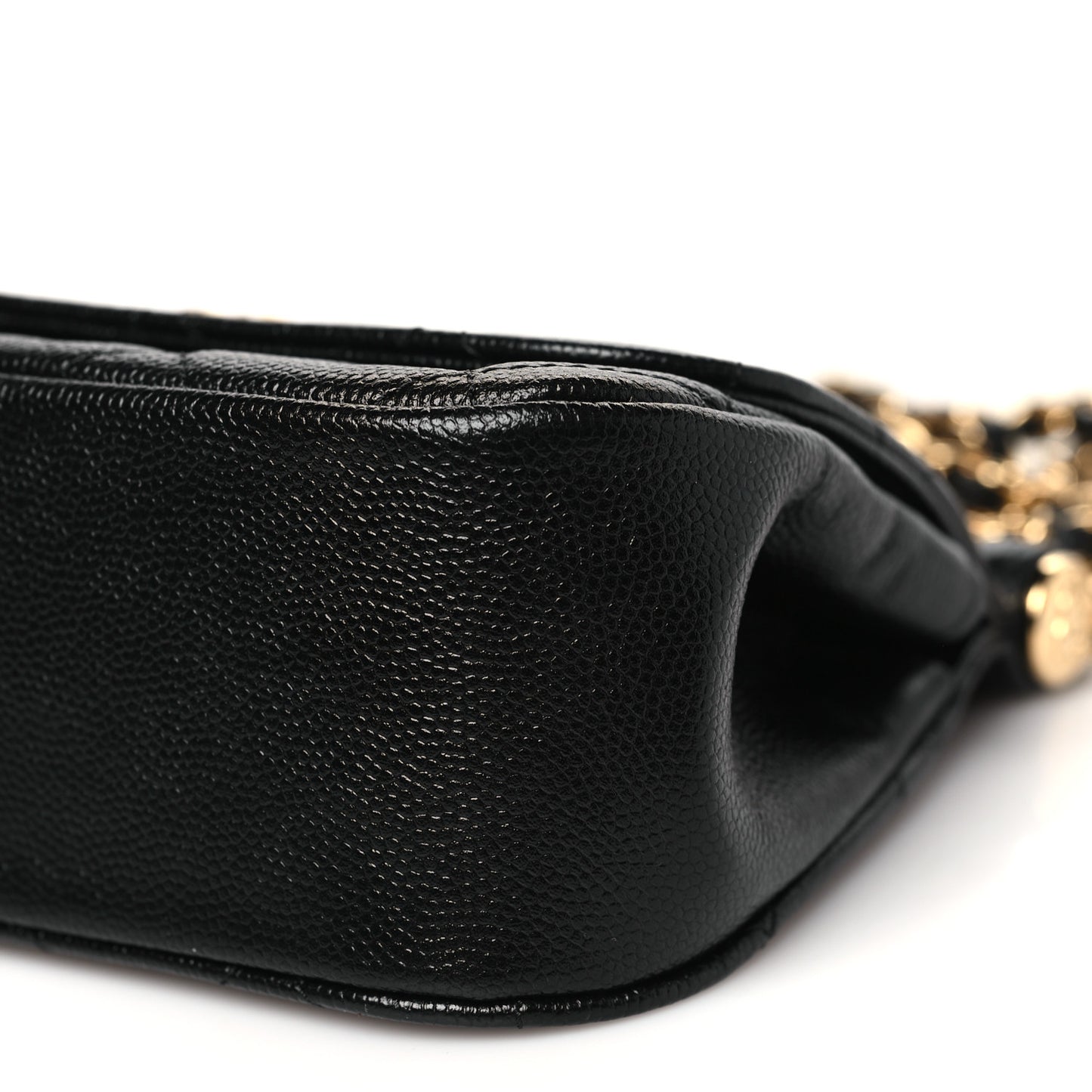 Caviar Quilted Mini Flap Clutch With Chain Black