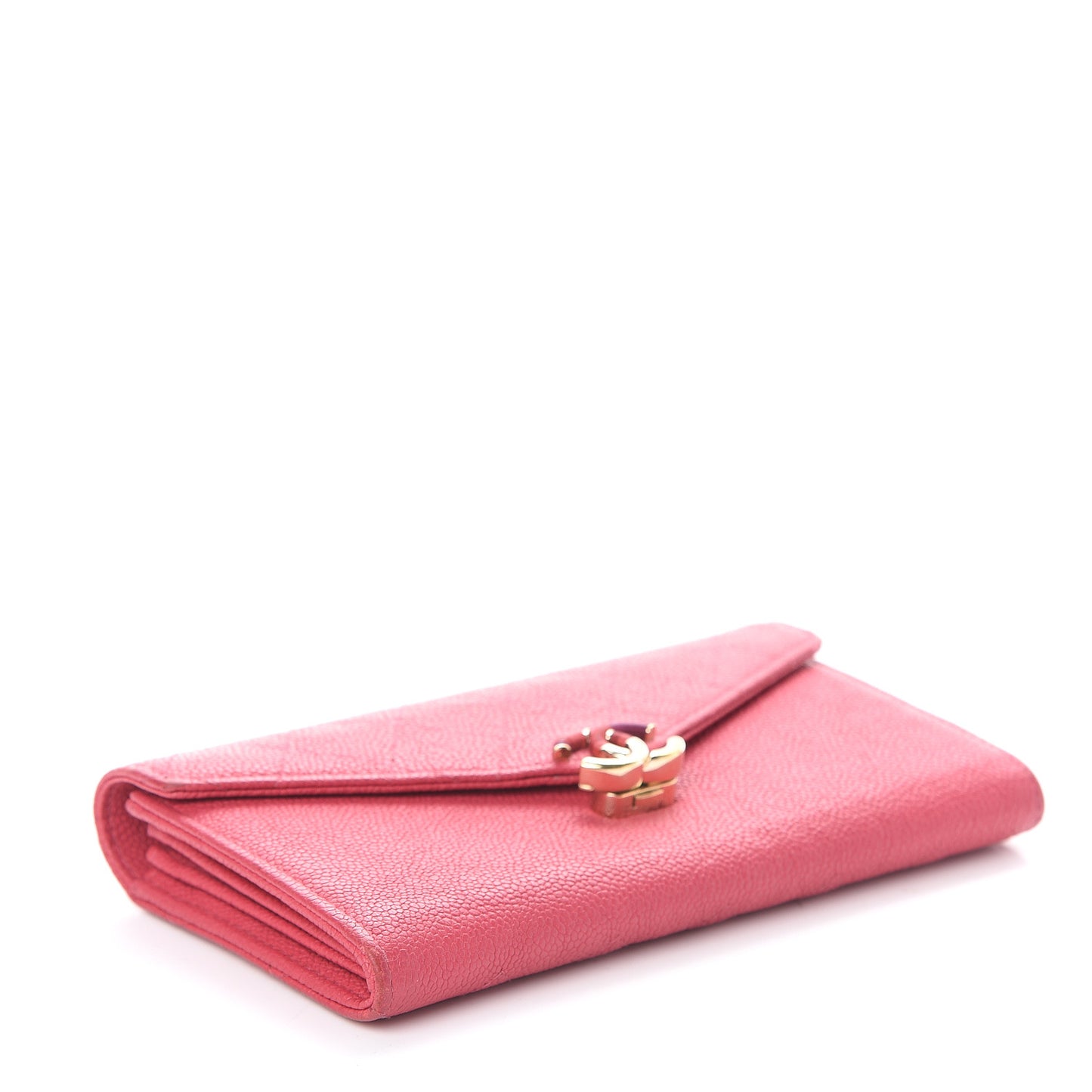 Caviar Quilted CC Box Gusset Flap Wallet Pink