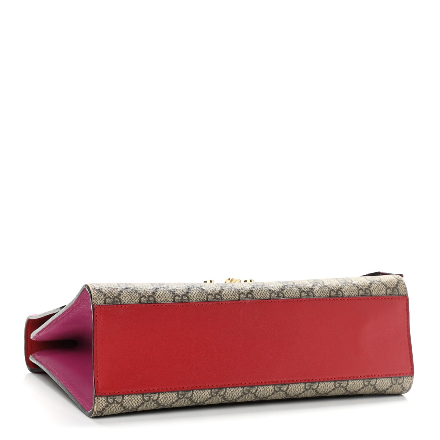 GG Supreme Monogram Calfskin Medium Padlock Shoulder Bag Beige Hibiscus Red New Rosette