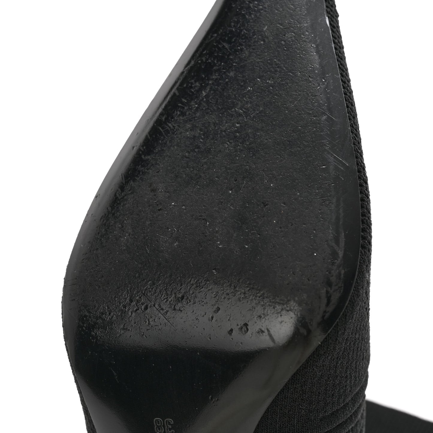 Textured Recycled Knit Logo Extreme Pointed Toe Knife 2.0 Booties 38 Black