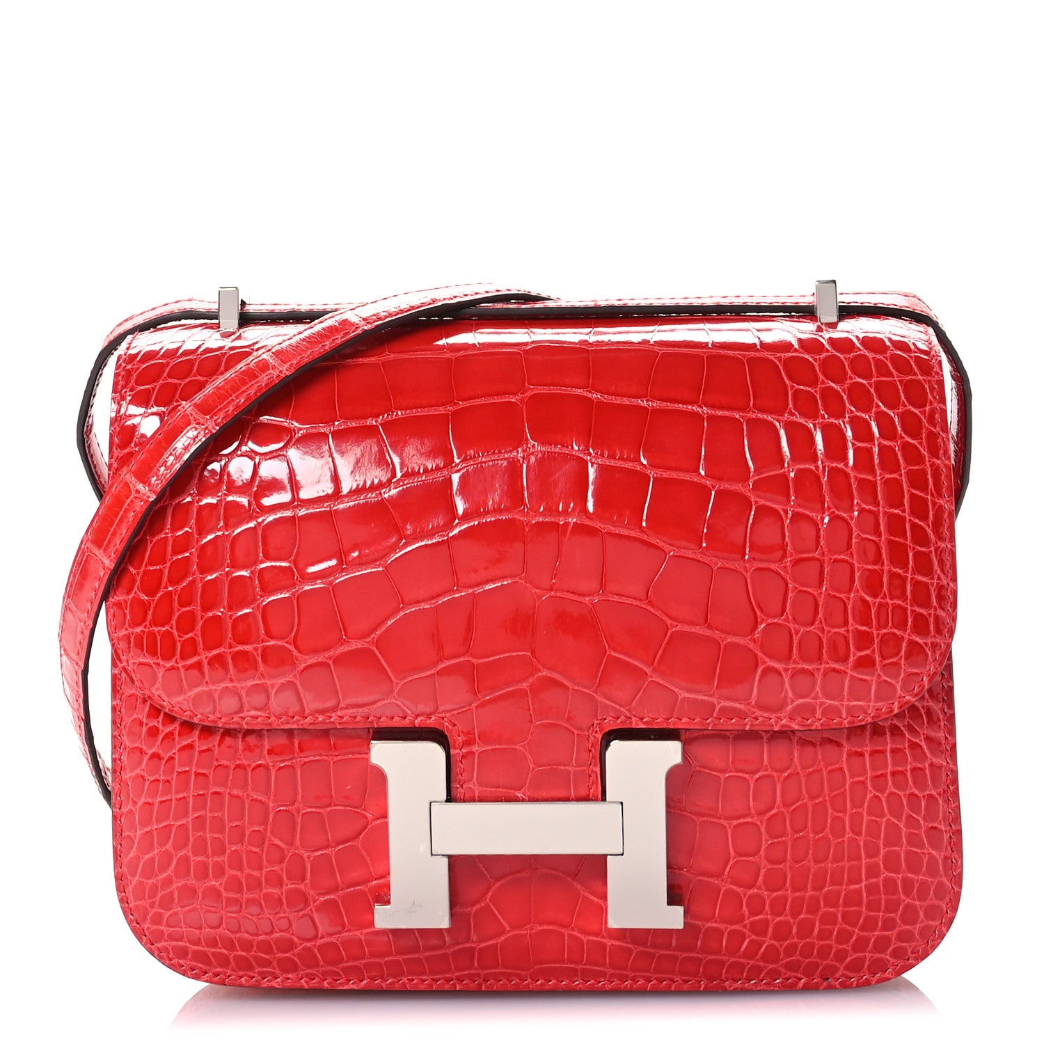Hermes Shiny Alligator Constance 18 Rouge de Coeur 1652164
