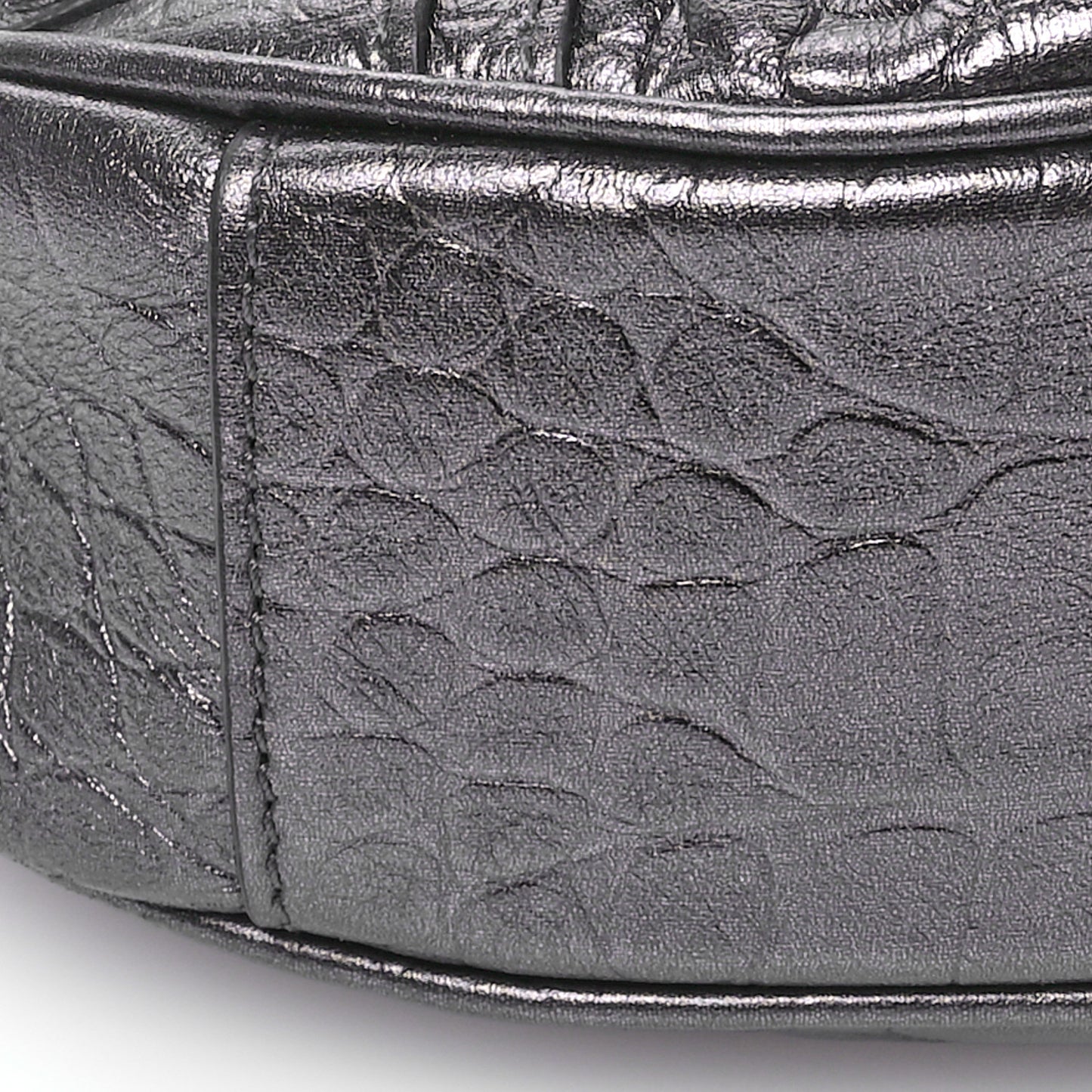 Extra Supple Calfskin Crystal Crocodile Embossed Le Cagole Shoulder Bag XS Gunmetal