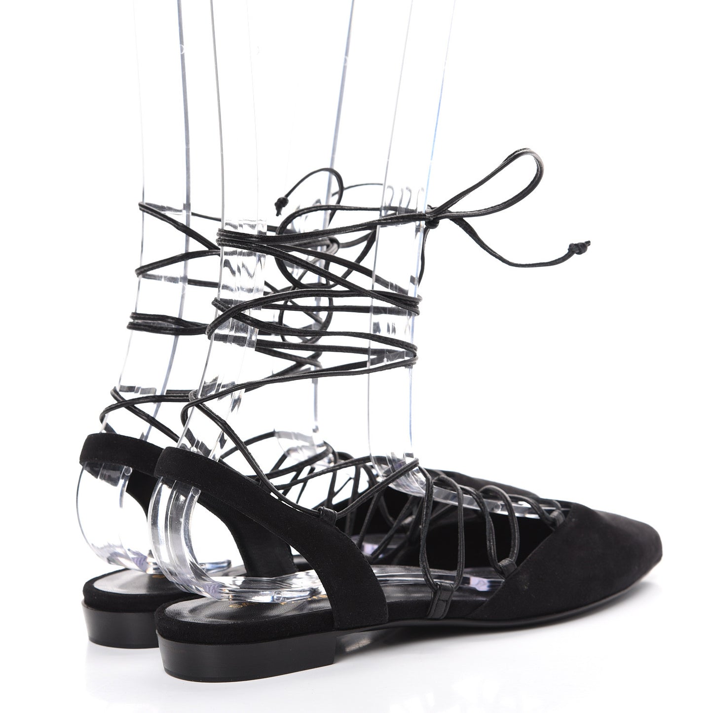 Kid Scamosciato Lace Up Pointed Toe Flats 35 Black