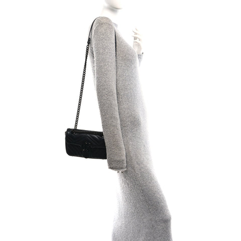 Calfskin Matelasse Monochrome Mini GG Marmont Shoulder Bag Black