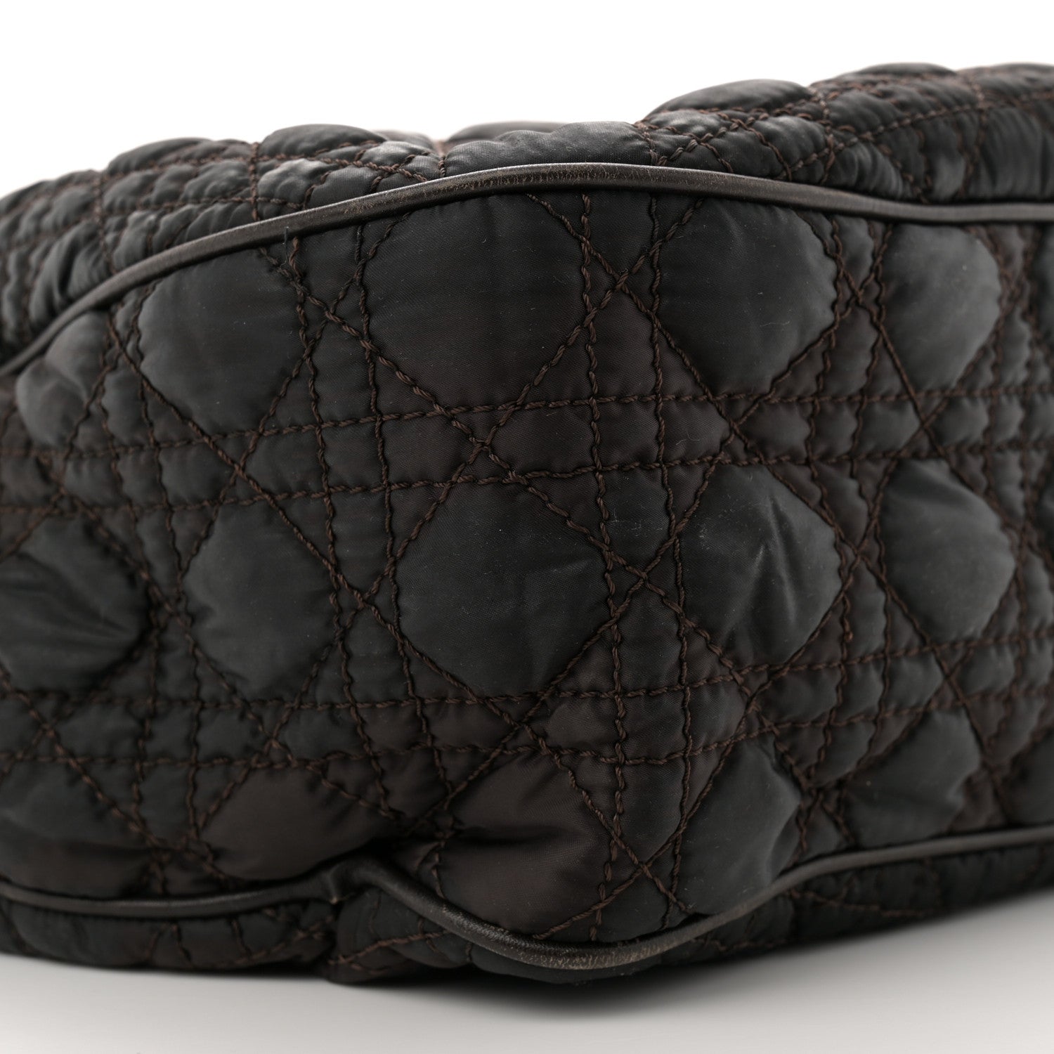 Christian Dior Nylon Cannage Shopper Tote Brown 9 of 14