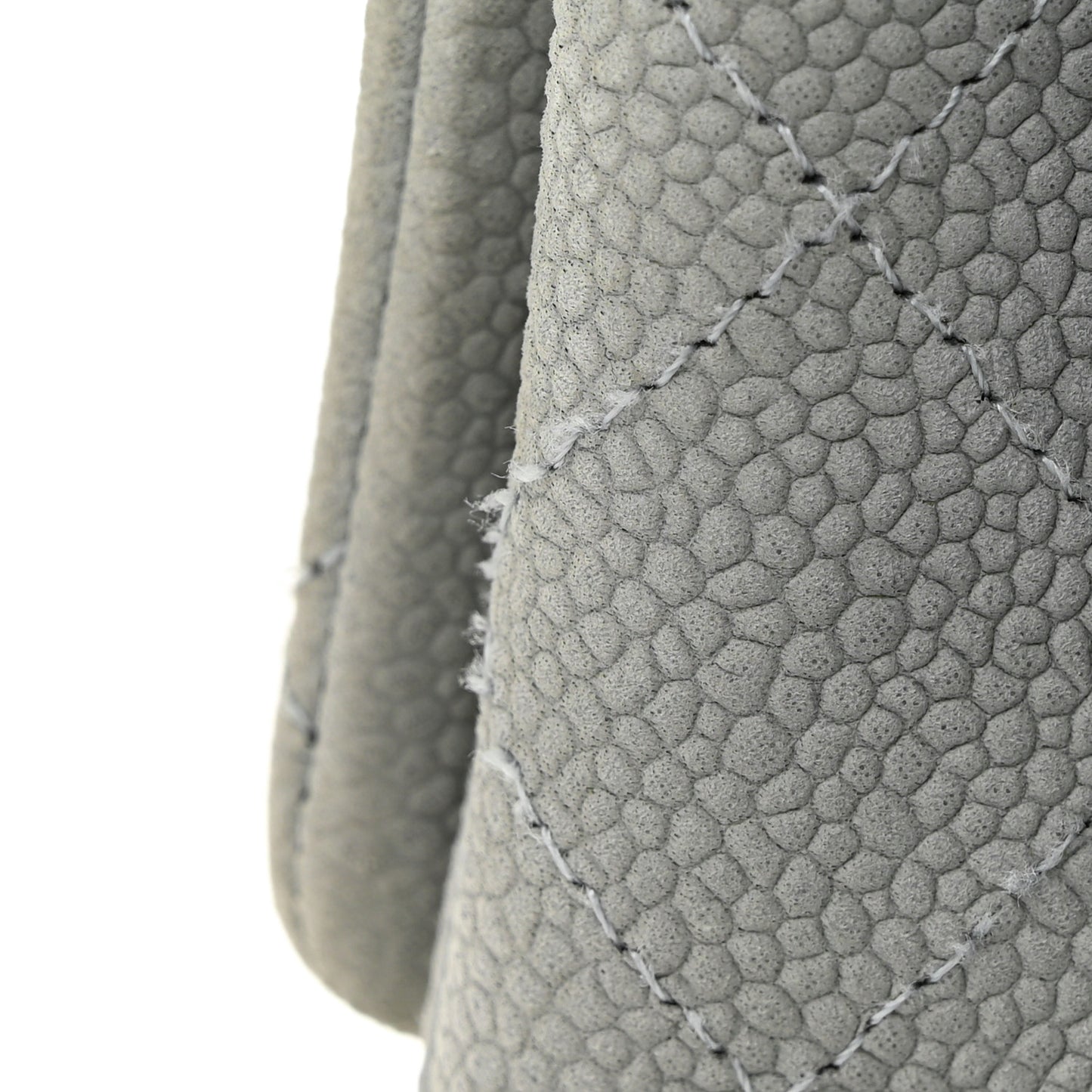 Iridescent Caviar Quilted Mini Square Flap Grey