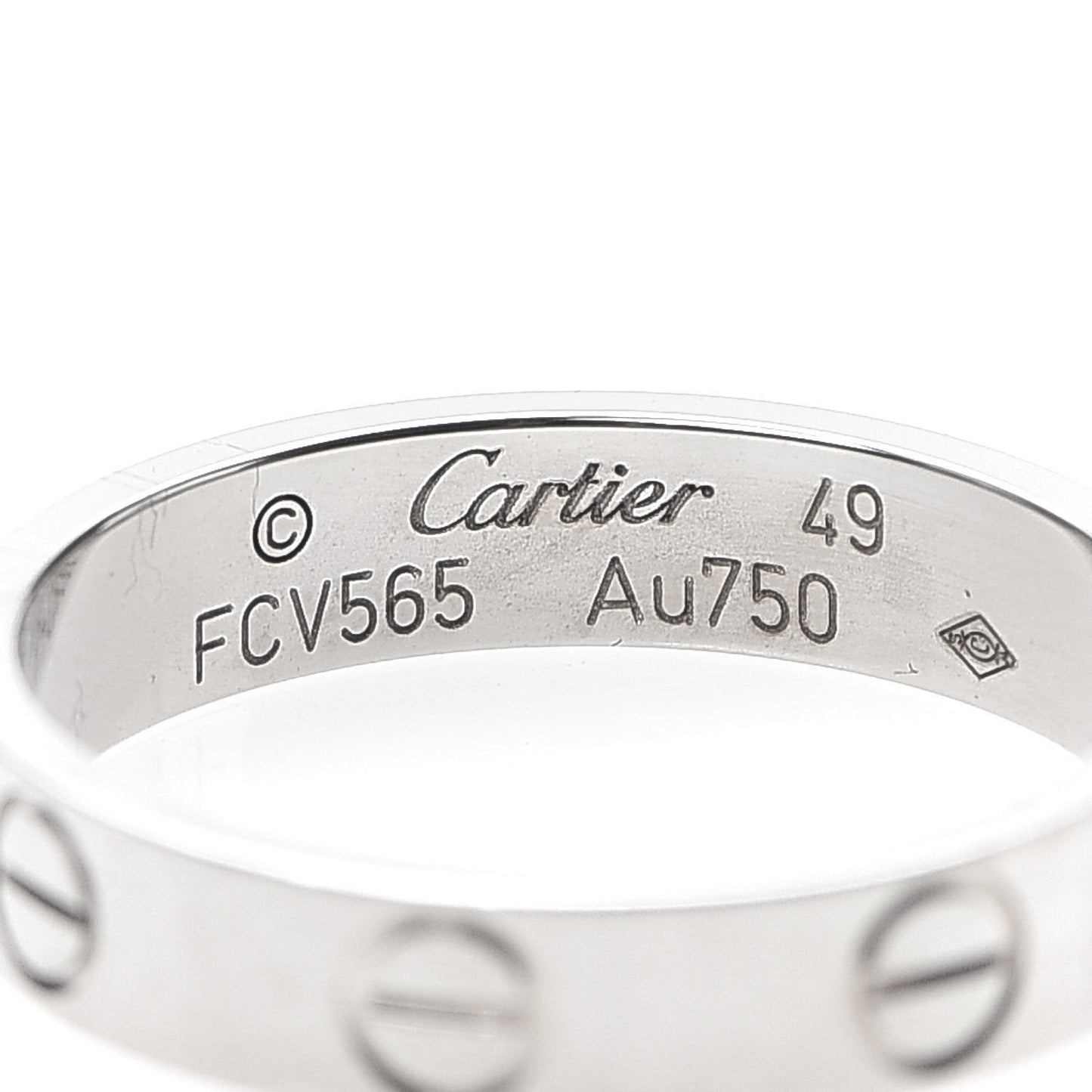 18K White Gold 3.5mm LOVE Wedding Band Ring 49 5