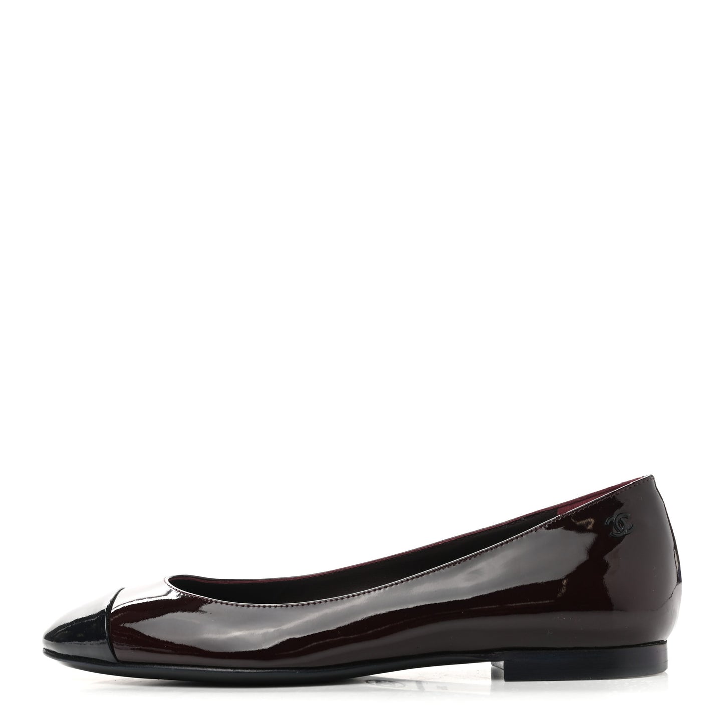 Patent CC Cap Toe Ballerina Flats 36.5 Navy Burgundy