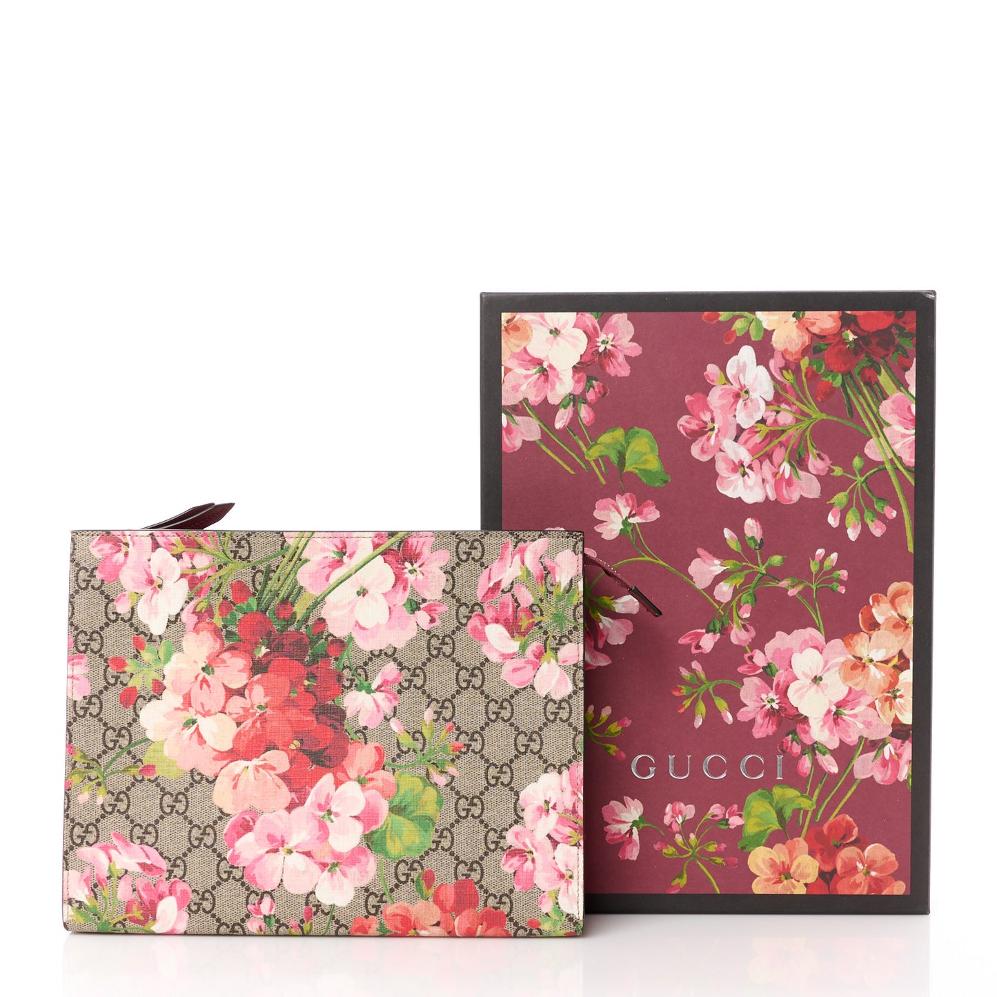 GG Supreme Monogram Blooms Large Cosmetic Case Beige Multicolor Dry Rose