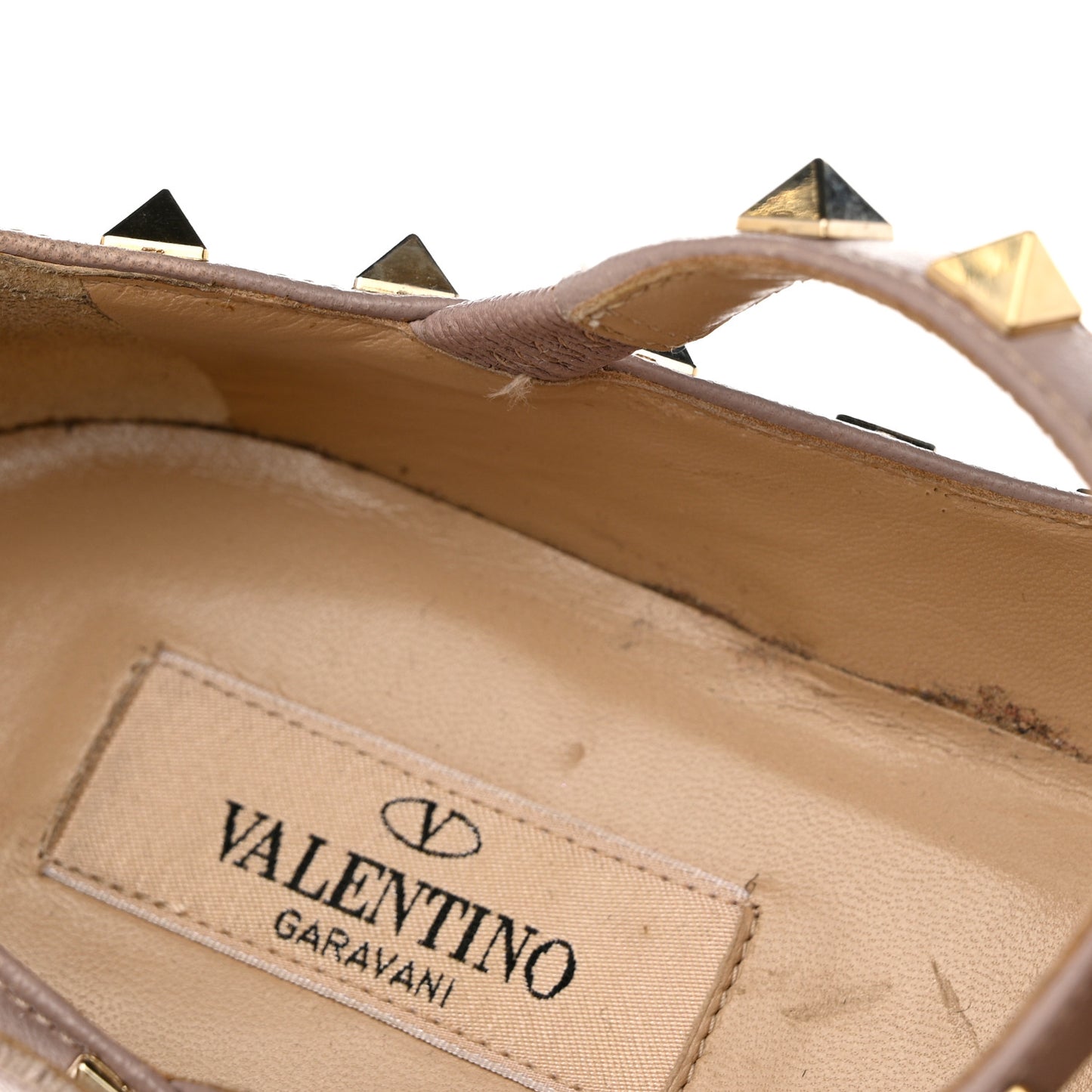 Patent Rockstud Cage Ballerina Flats 36 Light Ivory Poudre
