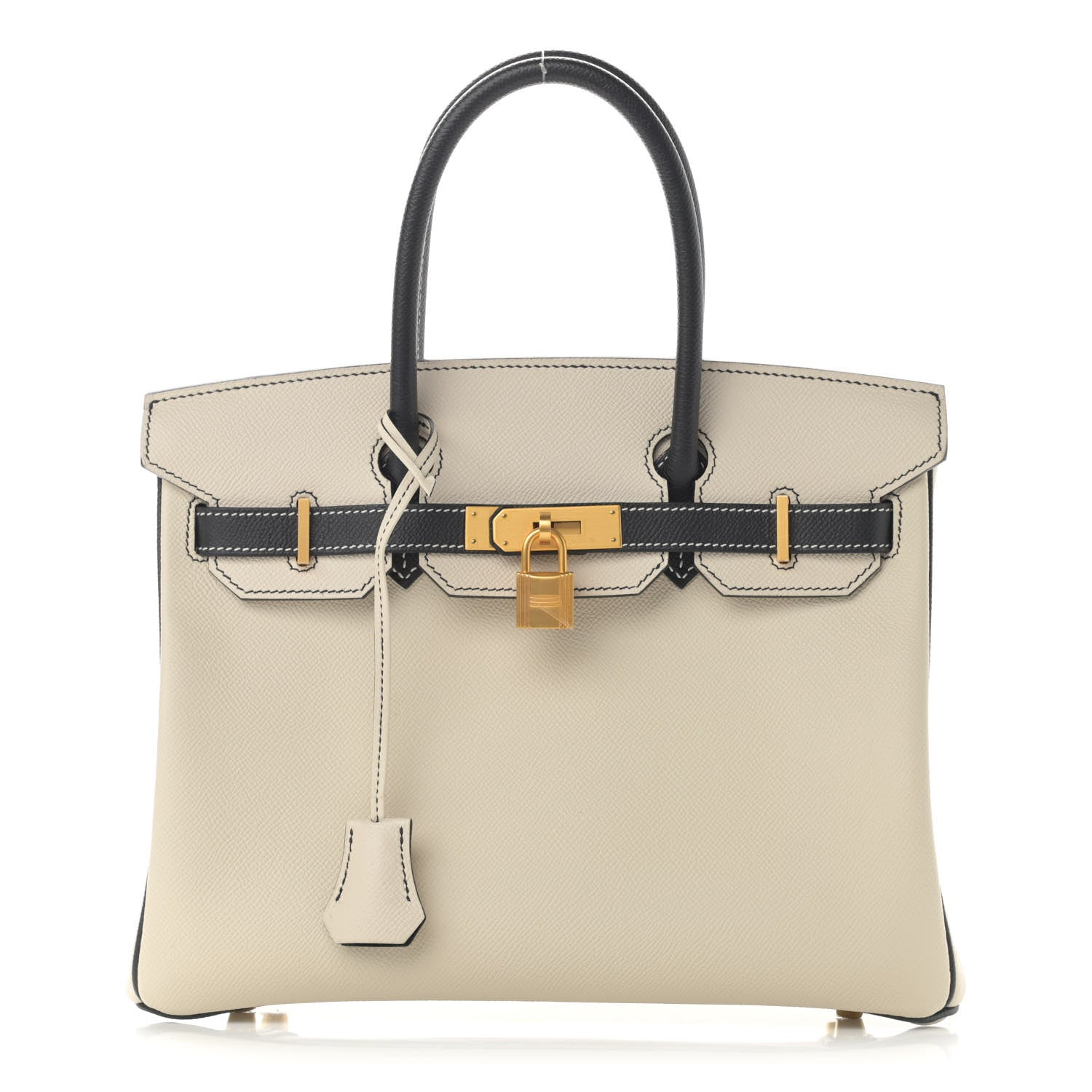 Hermes Epsom Horseshoe Bi Color Birkin 30 Craie Black 1 of 13