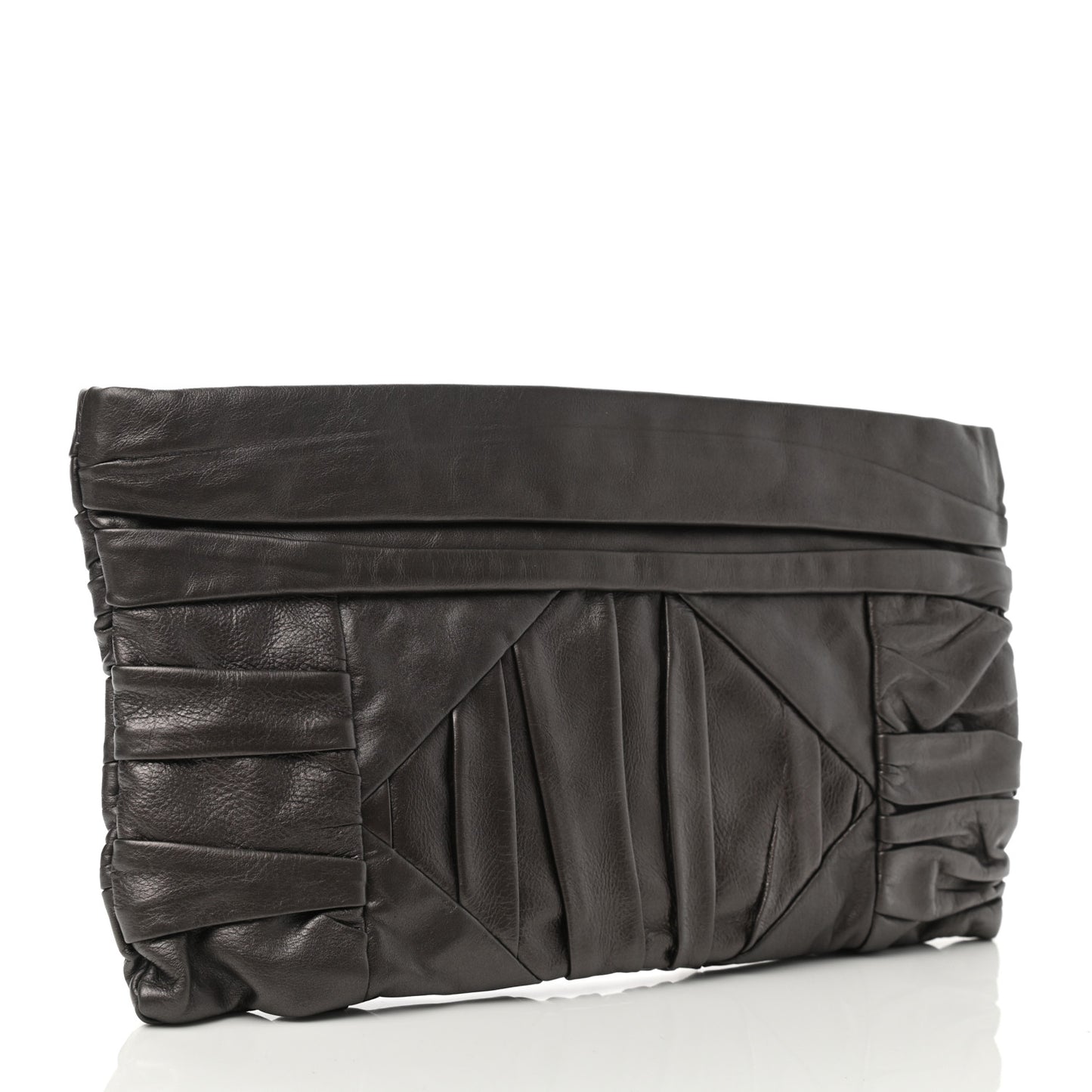 Royal Calf Pleated Clutch Grafite Mordore