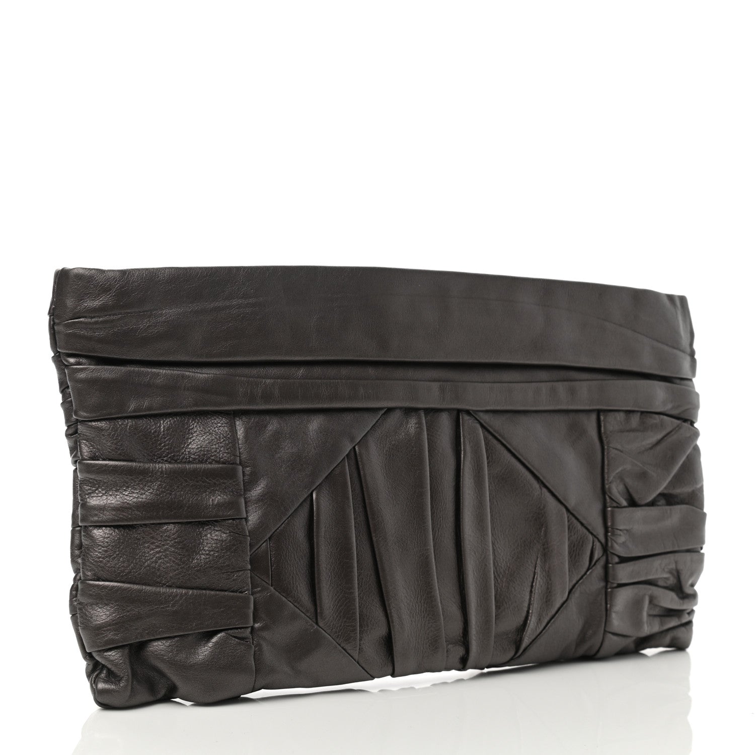 Prada Royal Calf Pleated Clutch Grafite Mordore 3 of 6