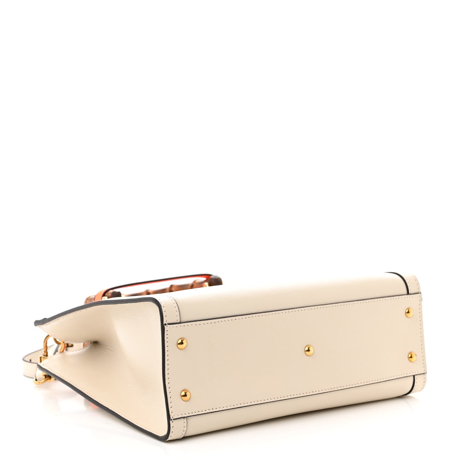 Gucci Wonka Grain Calfskin Small Diana Tote Bag Mystic White Orange Fluo 4 of 10