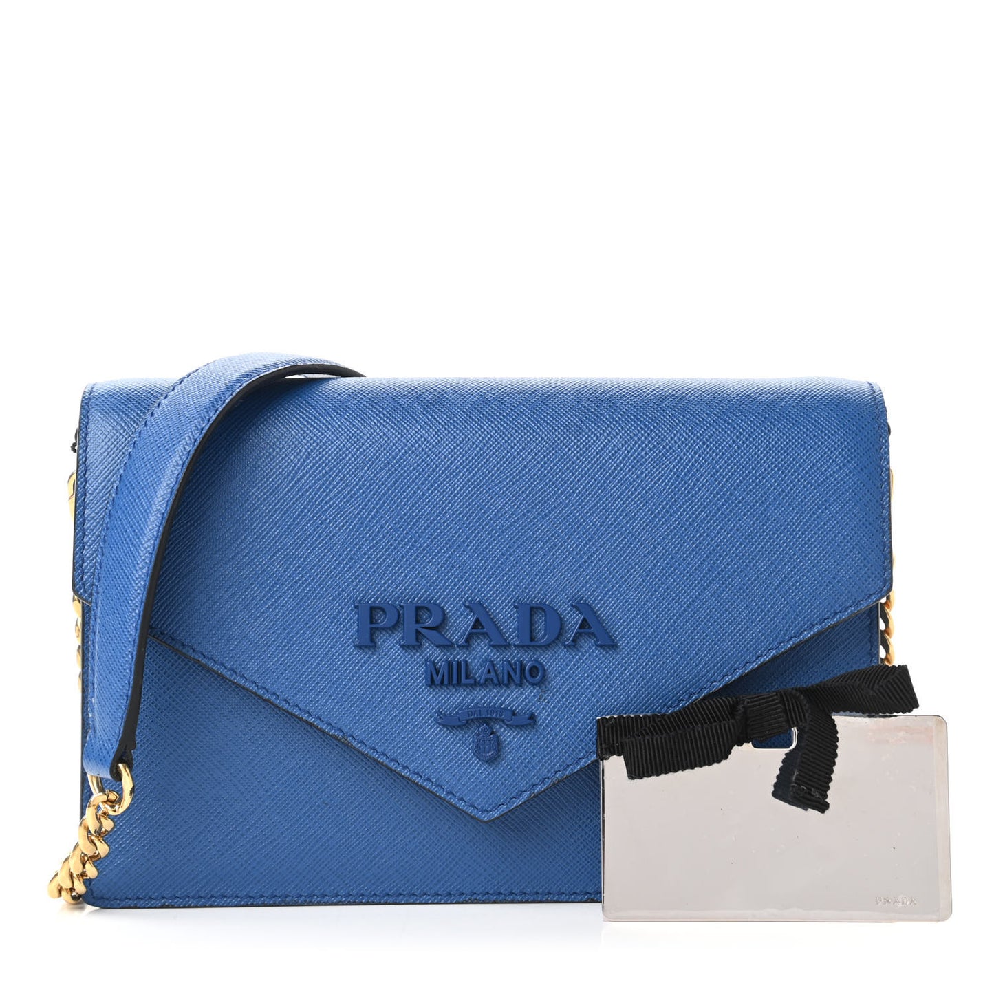 Saffiano Envelope Chain Shoulder Bag Bluette
