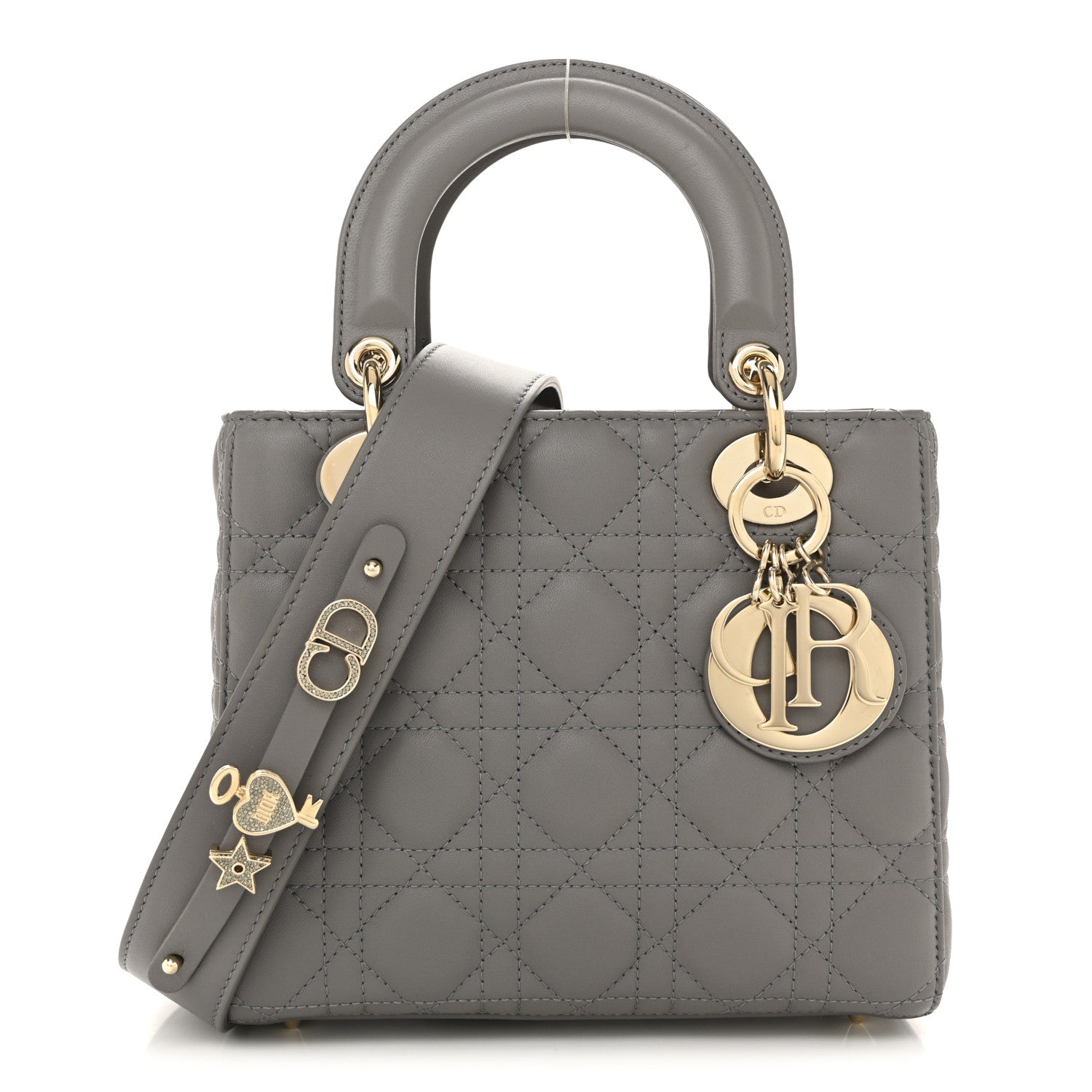 Christian Dior Lambskin Cannage Small My ABCDior Lady Dior Grey