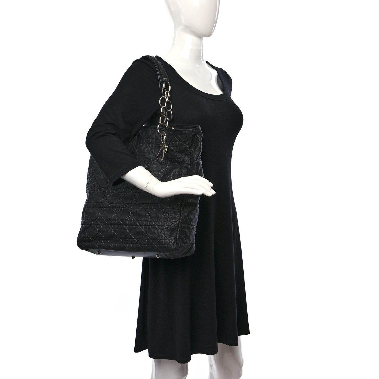 Lambskin Cannage Large Dior Soft Shopping Tote Black