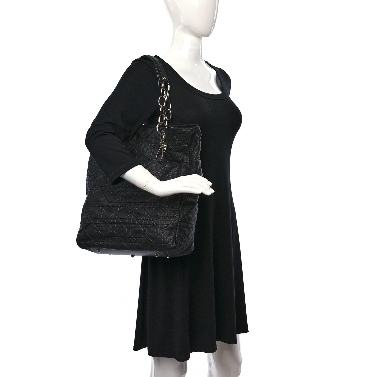 Christian Dior Lambskin Cannage Large Dior Soft Shopping Tote Black 2 of 7
