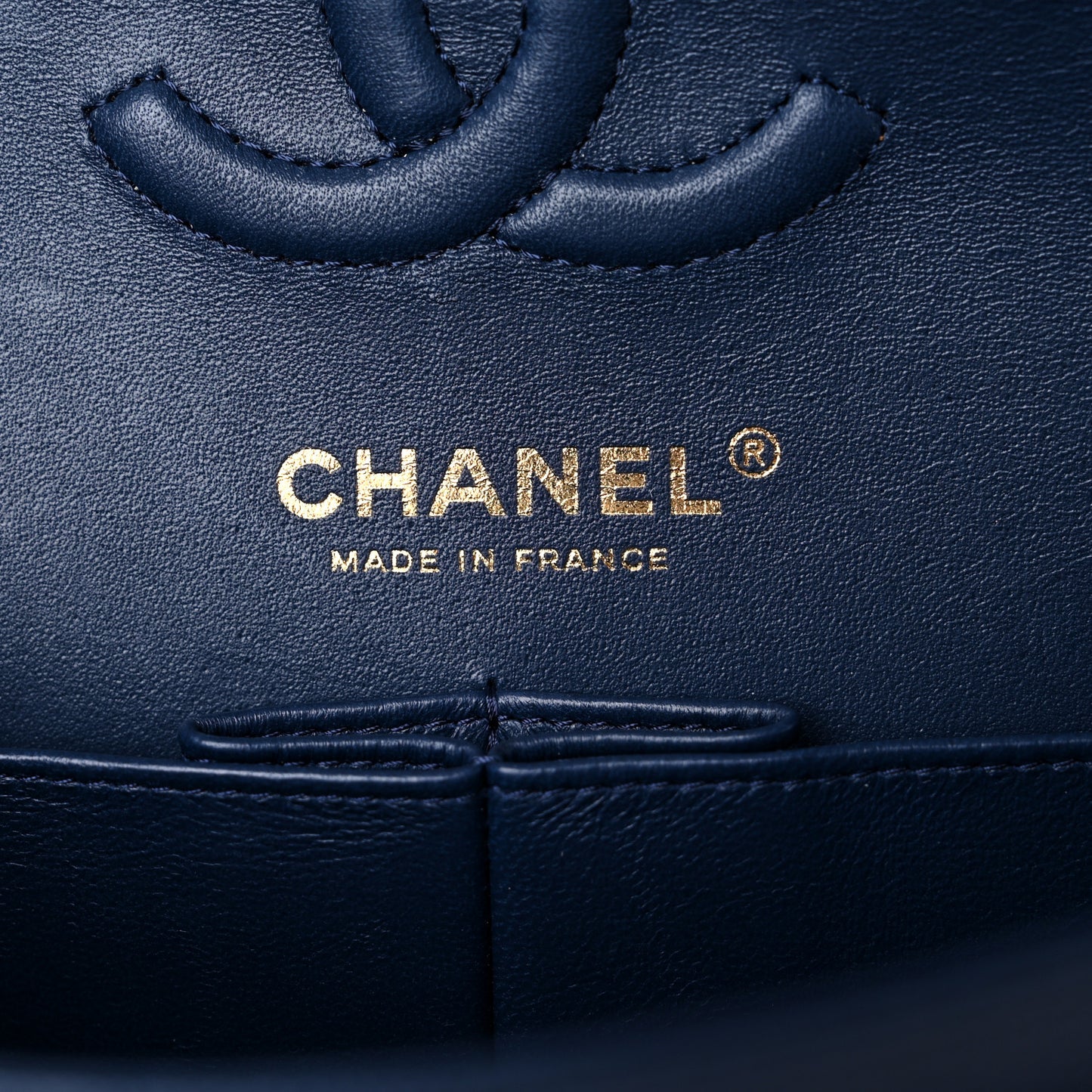 Caviar Quilted Small Double Flap Navy