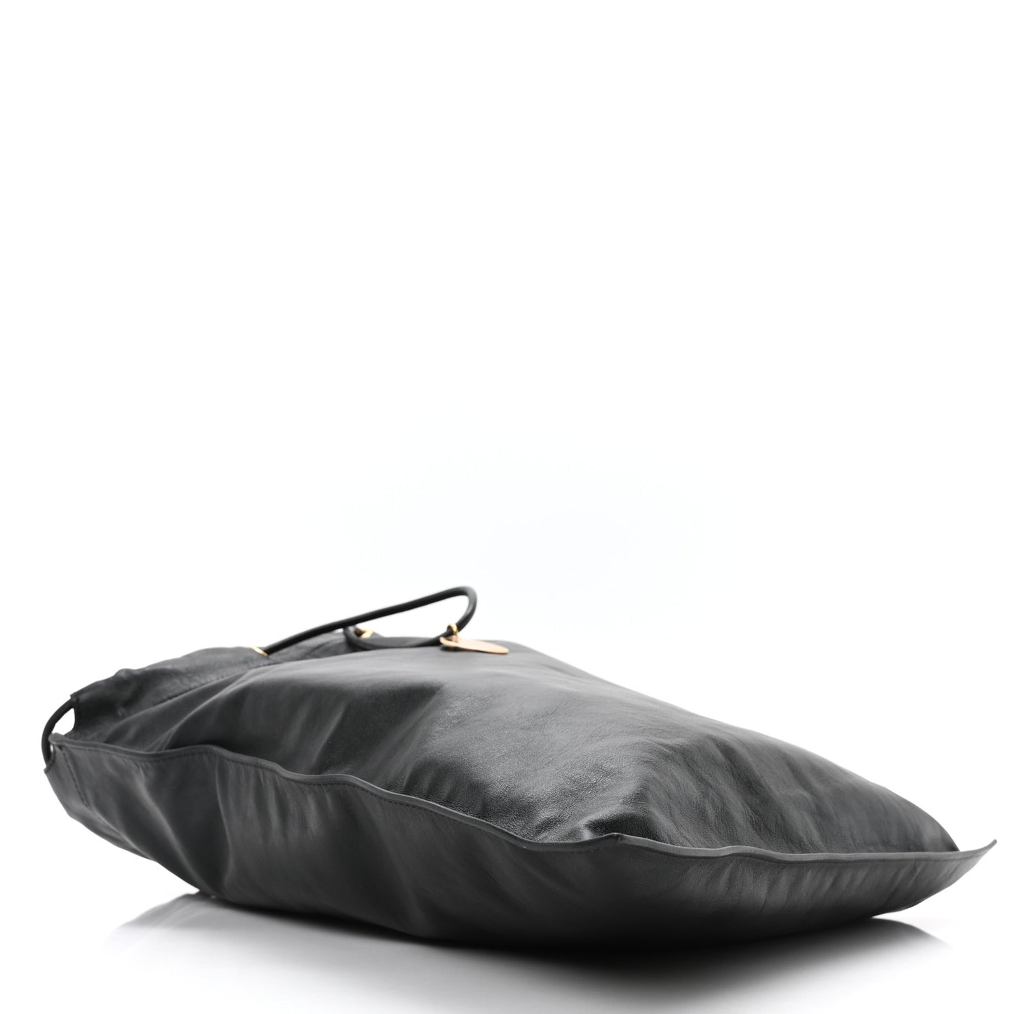 Calfskin Flat Drawstring Tote Black