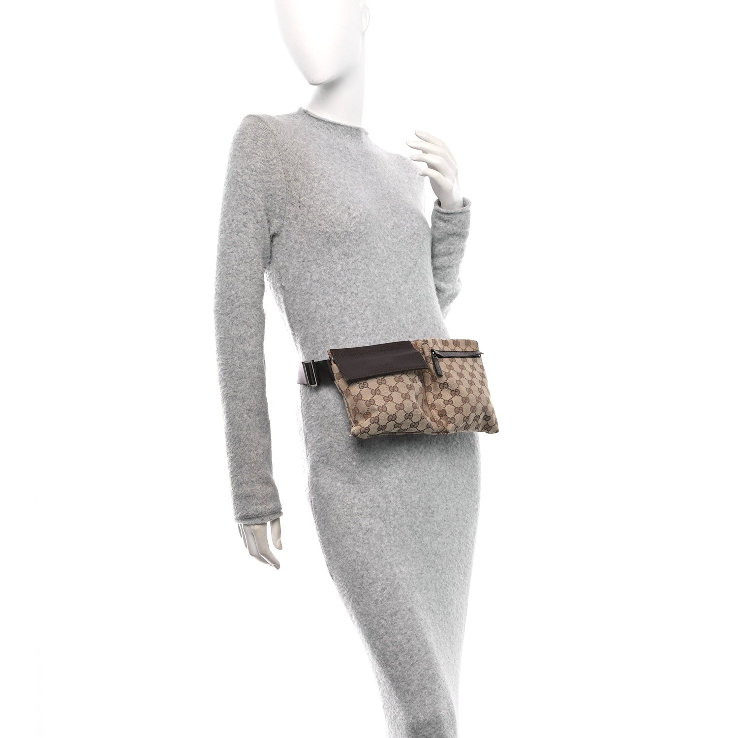 Gucci GG Monogram Double Pocket Belt Bag Dark Brown 2 of 14