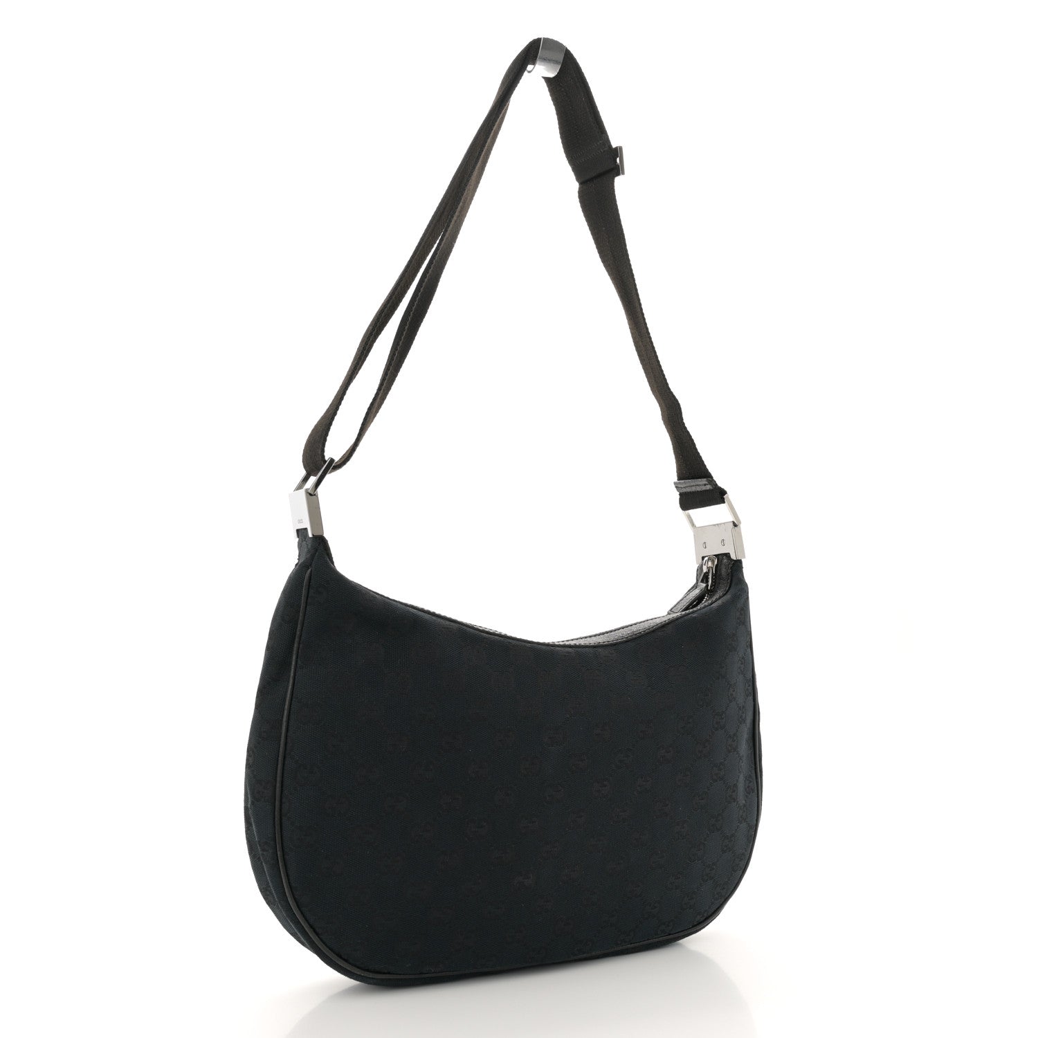 Gucci Monogram Medium Half Moon Hobo Black 3 of 12